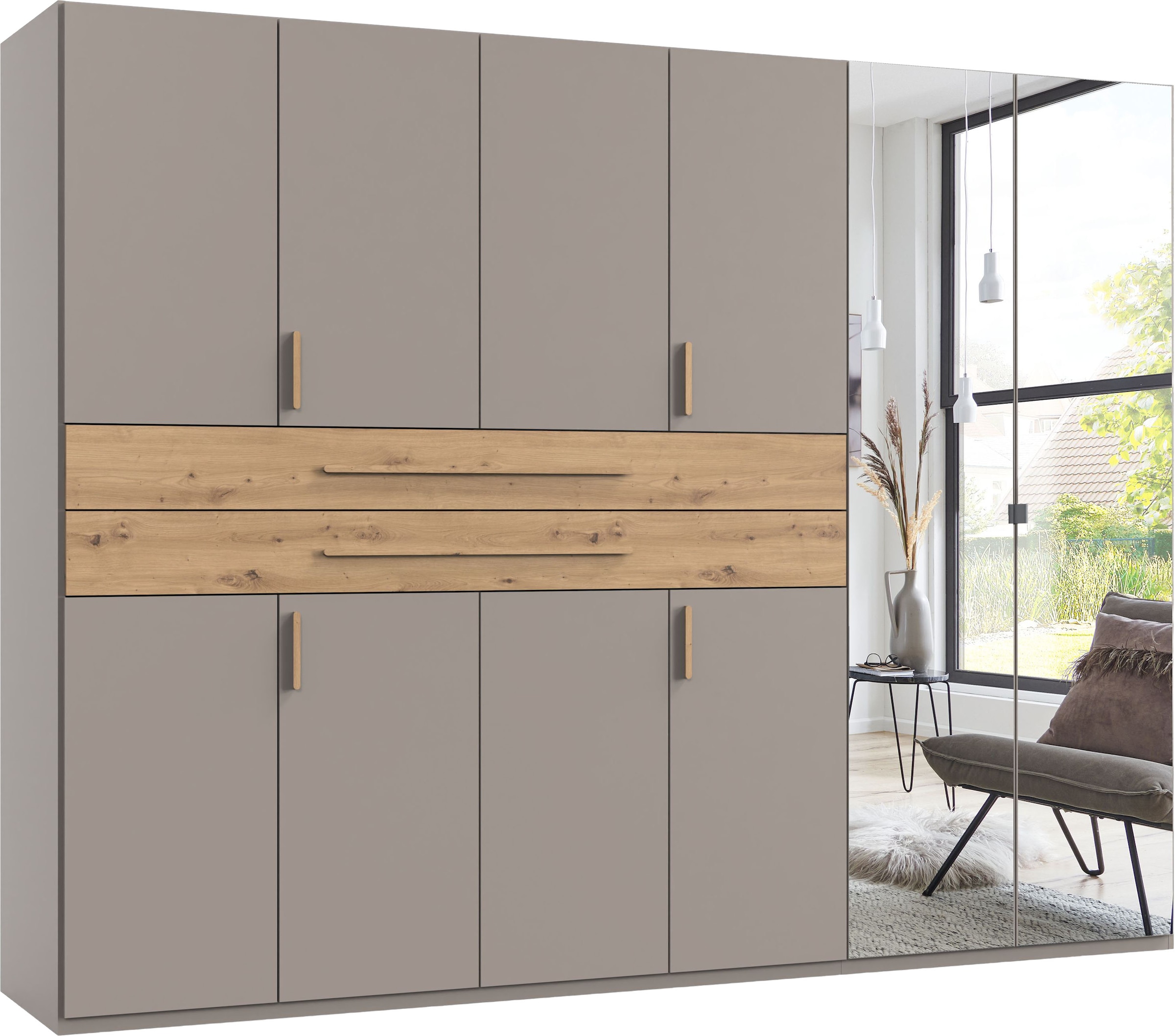 Wimex "Digit Kleiderschrank wahlweise mit oder ohne Spiegel" Schlafzimmer Schrank Bestseller im modernem Design, erhältlich in den Breiten 225cm oder 270cm (mit 8 oder 10 Türen)