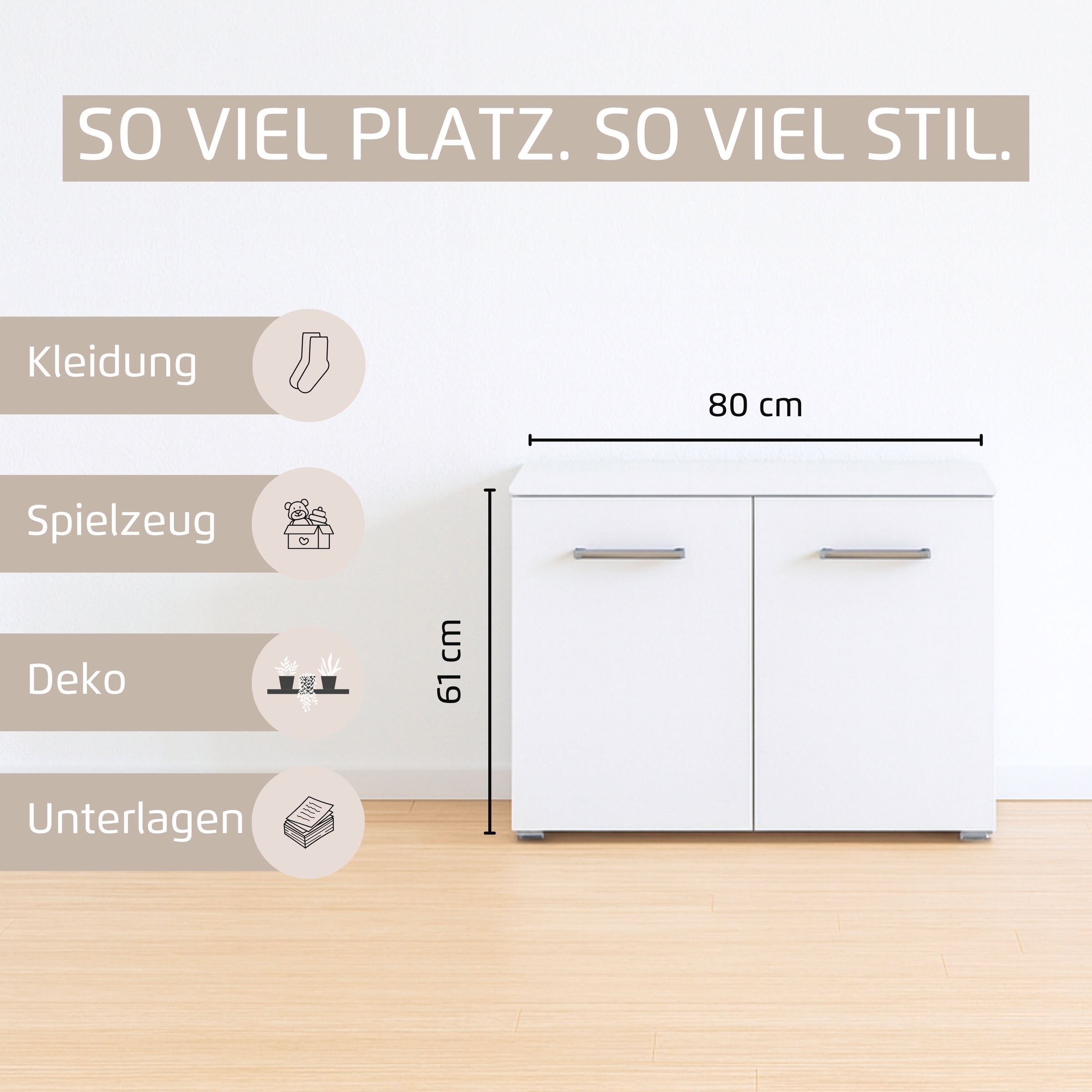 rauch Kommode »Gamma« Breite 80 cm / Höhe 61 cm, verschiedene Griffvarianten/-Farben, 