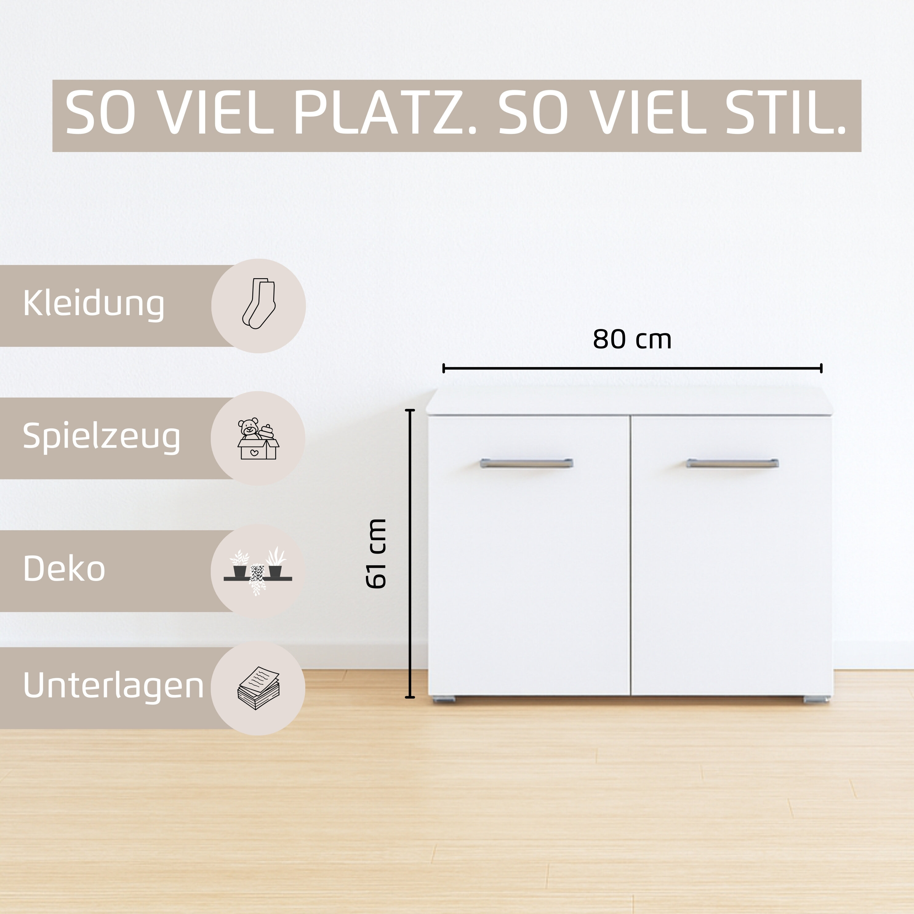 Thumbnail - rauch Kommode "Gamma" Breite 80 cm / Höhe 61 cm, verschiedene Griffvarianten/-Farben