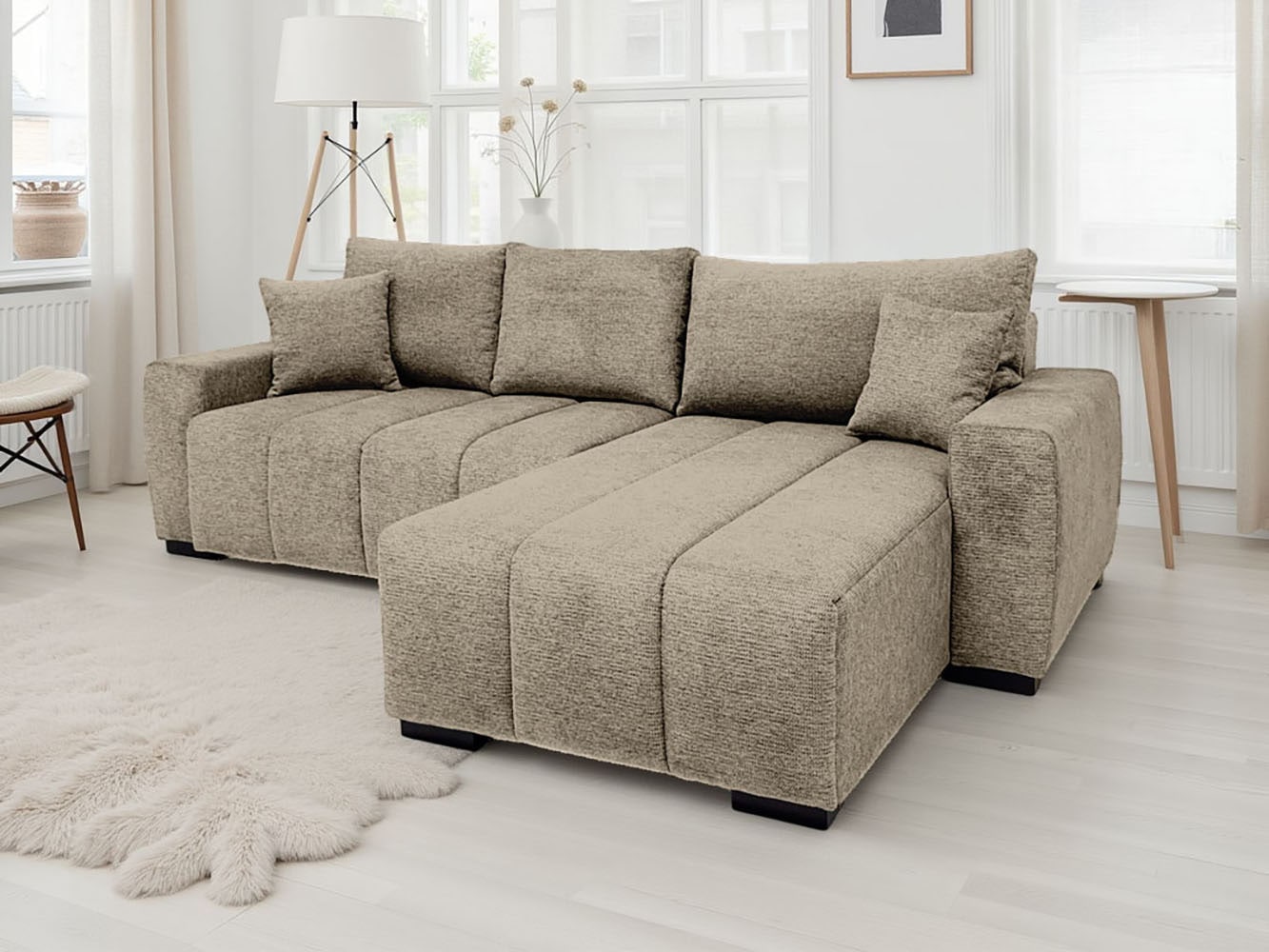 Home affaire Ecksofa "L-Form Bello" mit Bettfunktion, Bettkasten, Frei im R günstig online kaufen