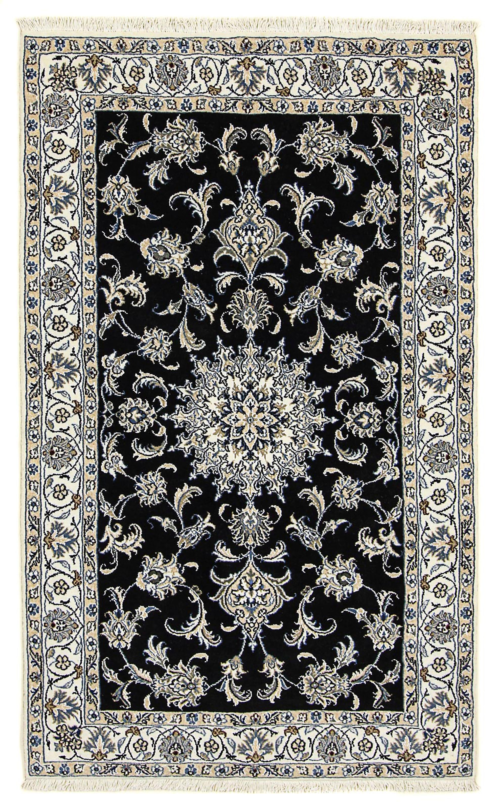 morgenland Orientteppich »Perser - Nain - 198 x 117 cm - dunkelblau«, rechteckig, Wohnzimmer, Handgeknüpft, Einzelstück mit Zertifikat