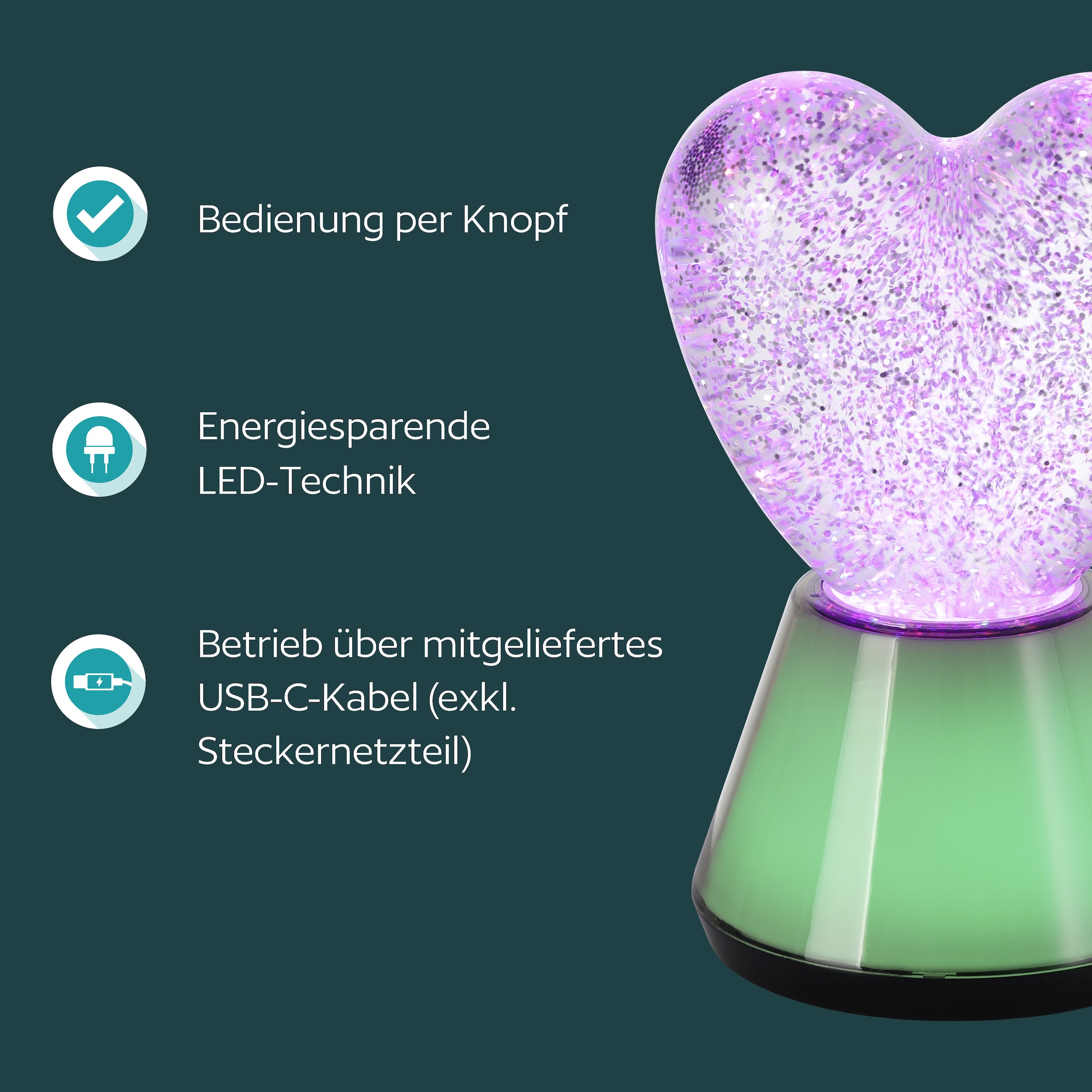 EGLO LED Tischleuchte »GLITTER« LED-Modul 1 Stk. LED Glitzer Tischlampe Glitter, RGB Glitzerlampe mit Farbwechsel