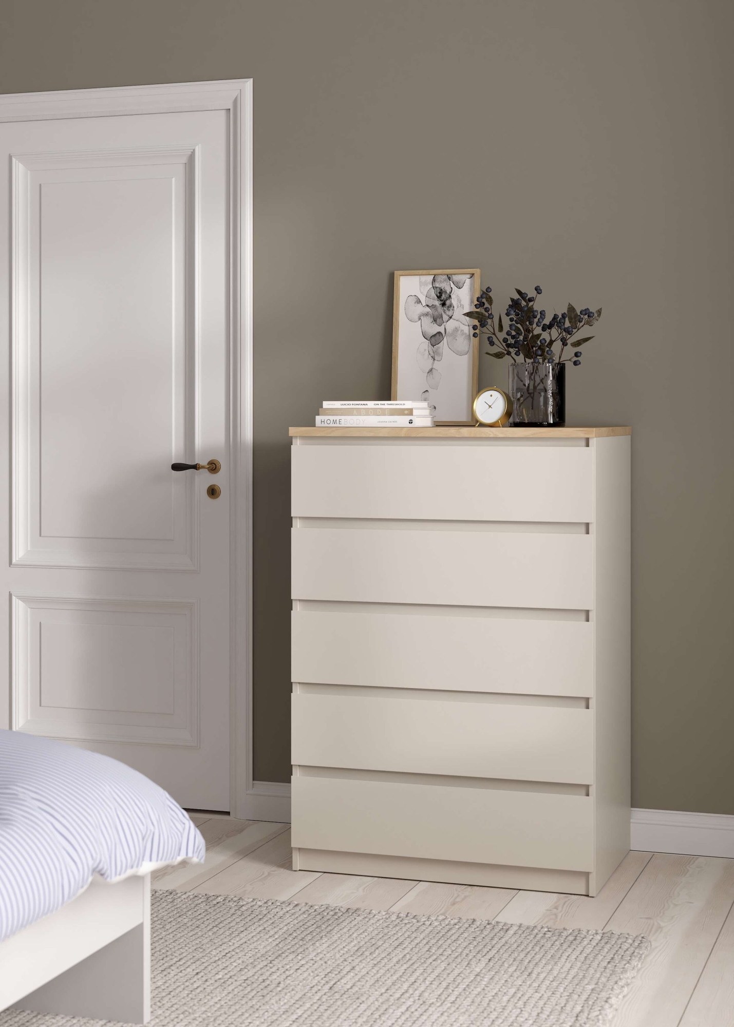 Home affaire Kommode "Naia, Aufbewahrung, 5 Schubladen, Matt-Optik, grifflose Front" Modern, skandinavisches Design, in mehreren Farben, Hoch