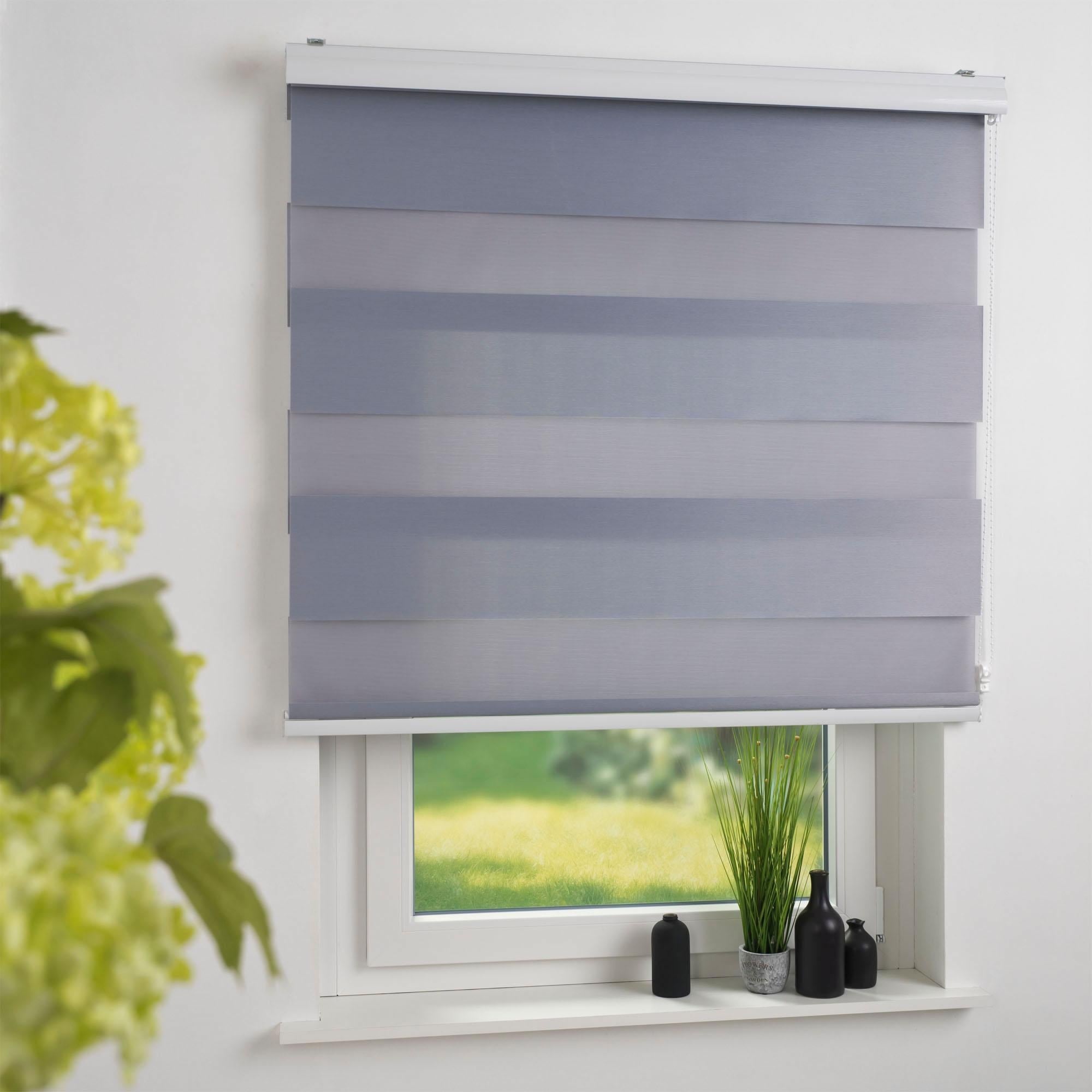 Liedeco Doppelrollo »DUO-Rollo mit 20 cm Streifen«, Lichtschutz, mit Bohren, im Fixmaß
