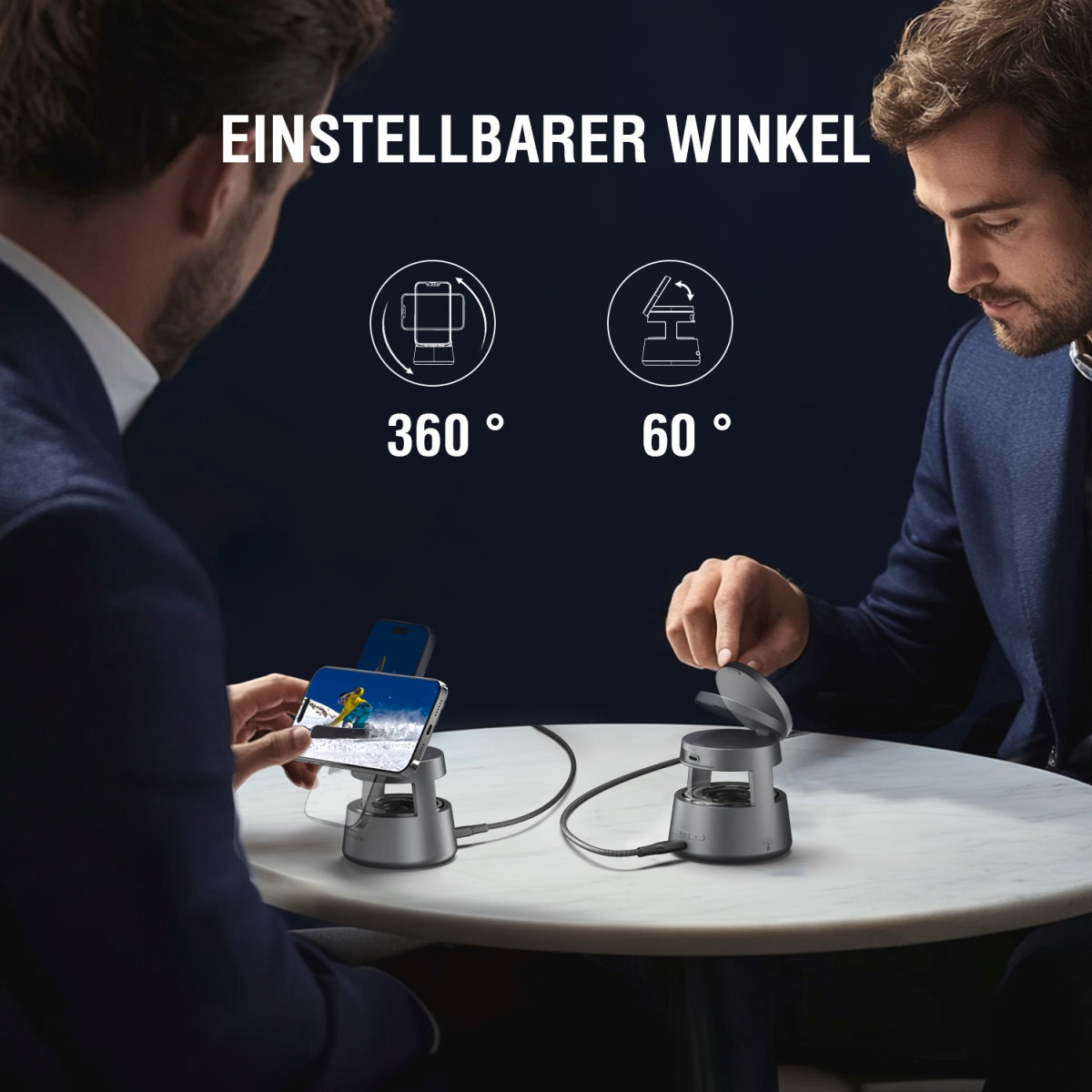 4smarts Ladestation »Aura Sound magnetischer Qi2 Charging Stand mit Lautsprecher«, inklusive UltiMag-Ring