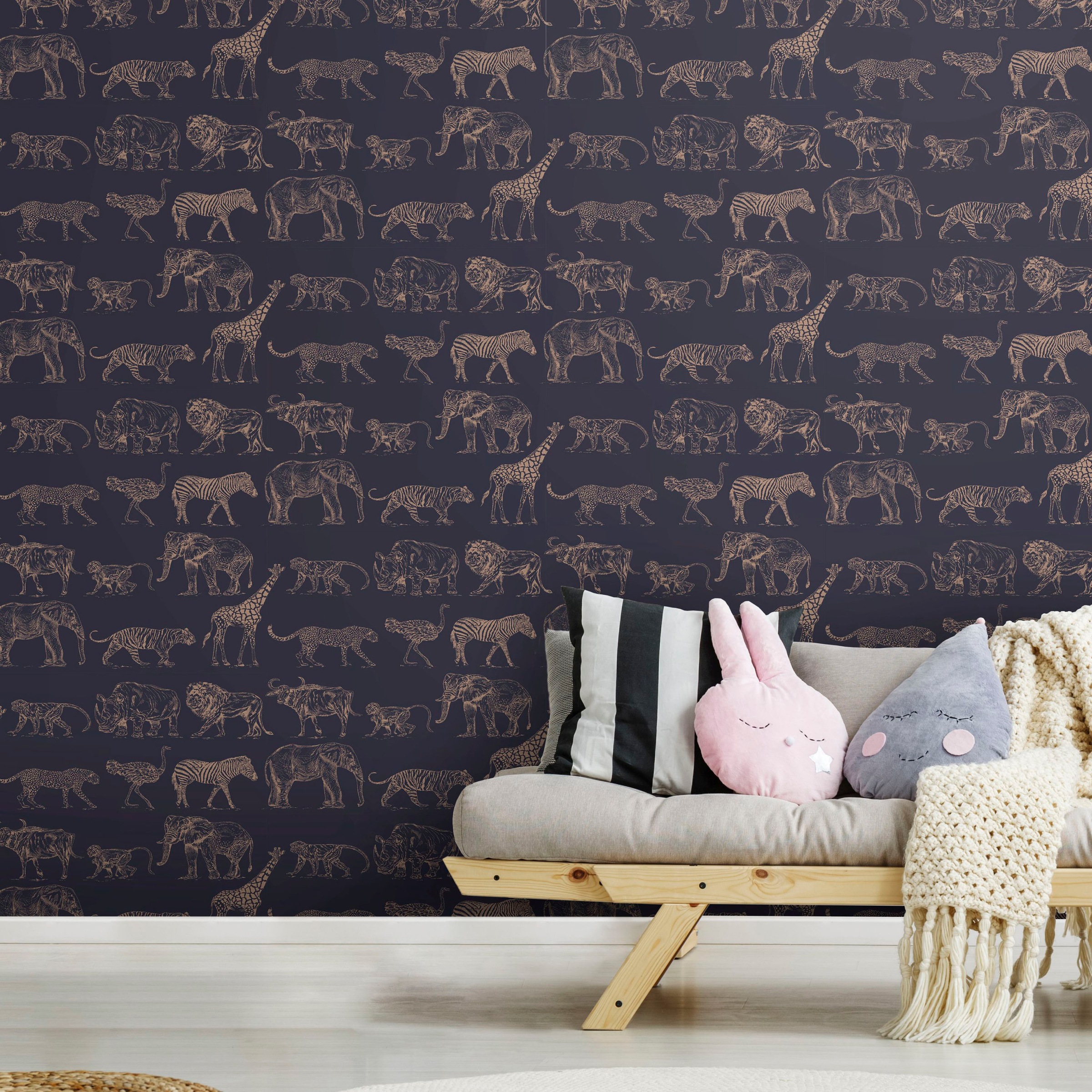 Art for the home Vliestapete »Safari«, animal print, Dunkelblau - 10mx53cm  günstig | BAUR