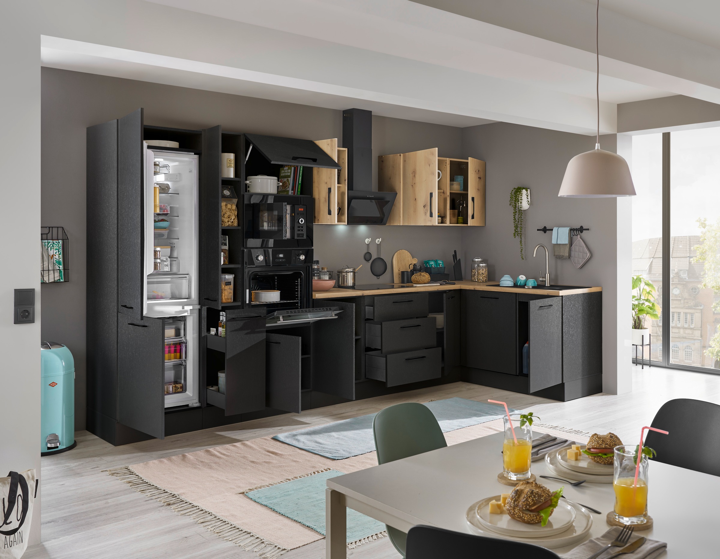 BASIC by Balculina Winkelküche »Turin«, Stellbreite 370x175 cm, wahlweise mit E-Geräten