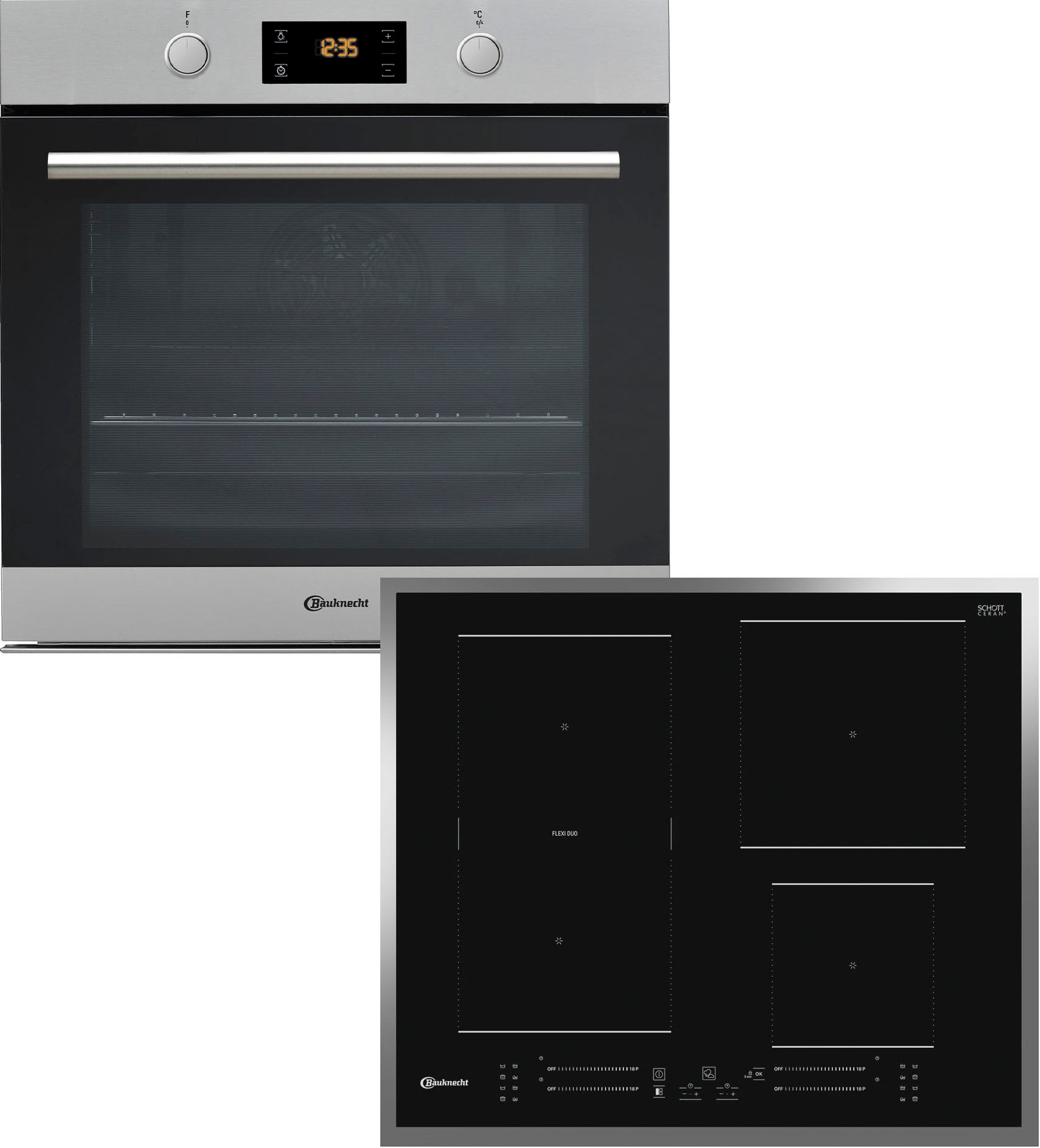 BAUKNECHT Backofen-Set "BAKO 900 PYRO IND F", silber, Herdsets, PowerHeißluft