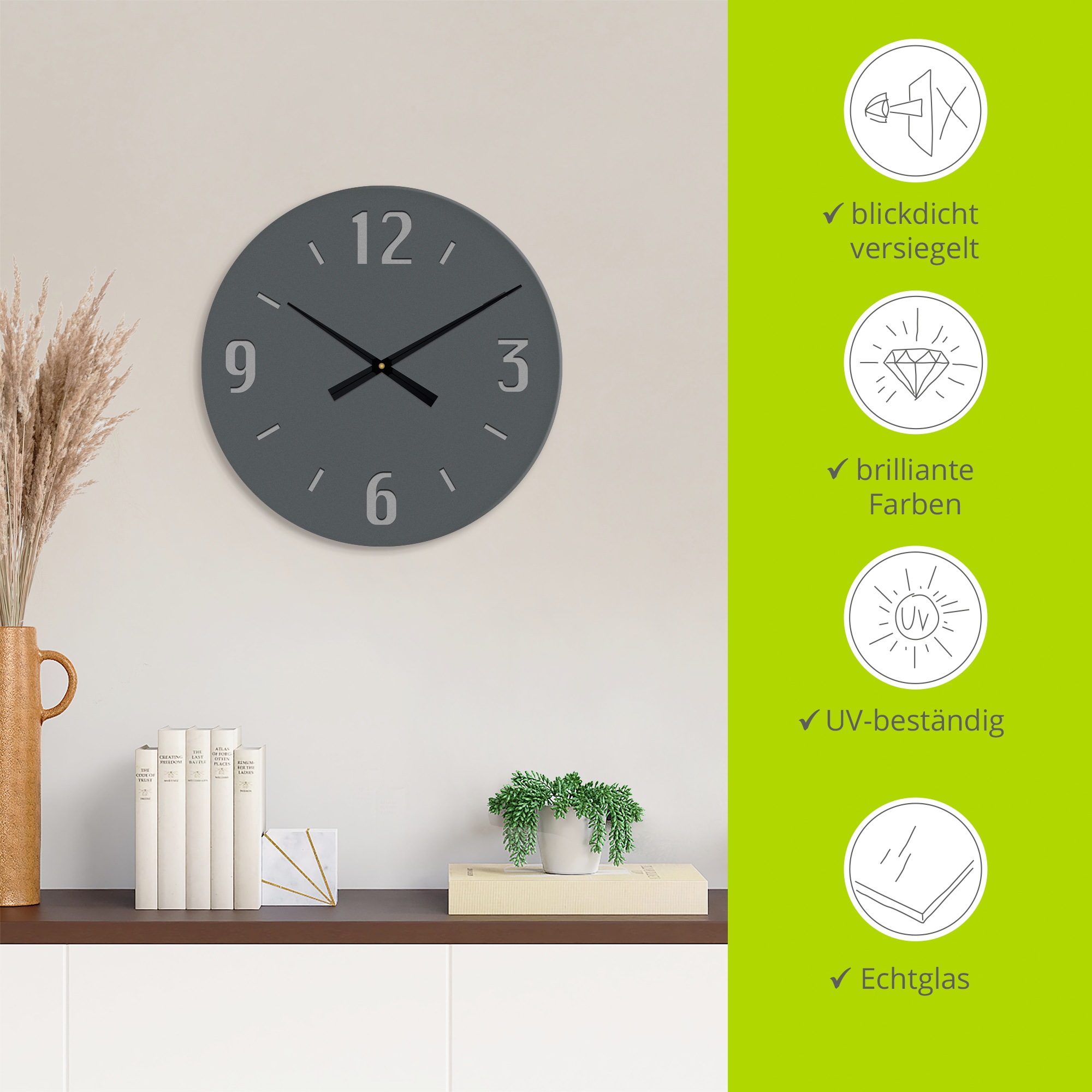 Artland Wanduhr »XXL Ø 50 cm Einfach modern«, lautlos ohne Tickgeräusche