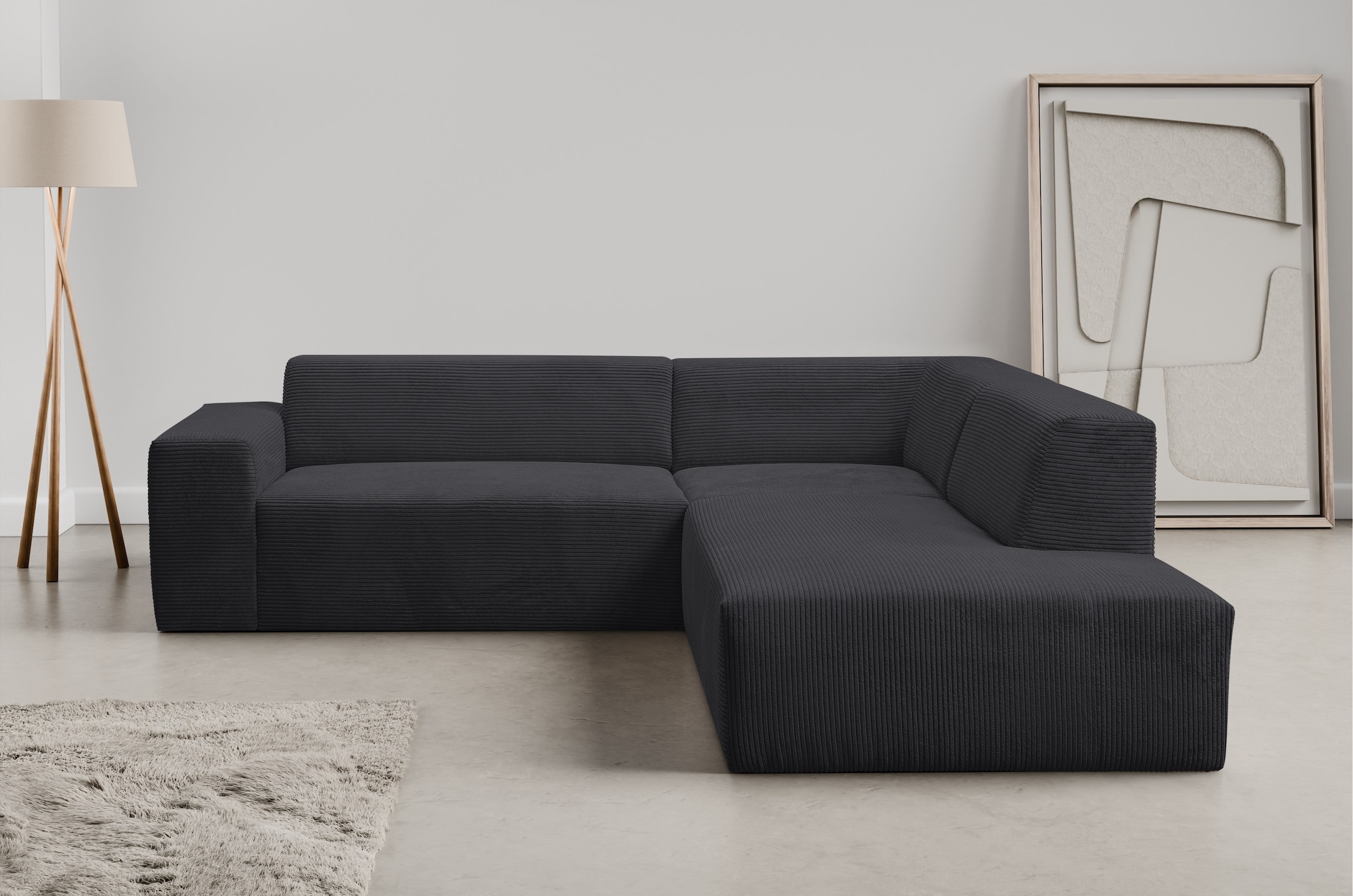 WERK2 Ecksofa "Zeus-M 251 cm breit, 262 cm tief, tolles Sofa, L-Form" Curvy Trend Garnitur, urbane Optik, komfortable Wellenunterfederung