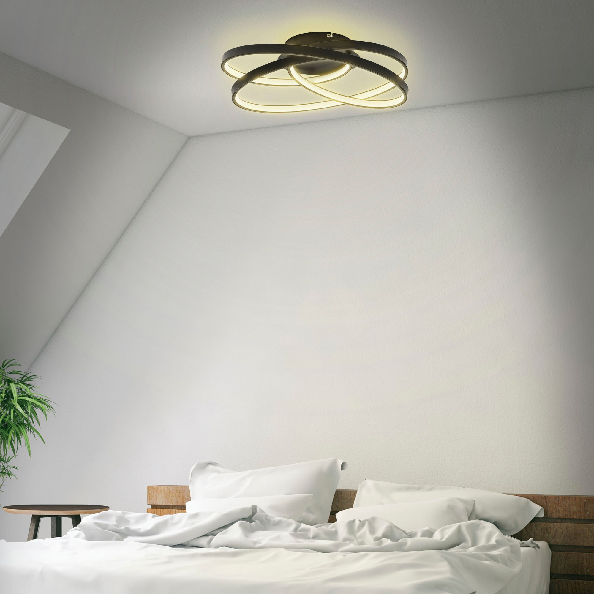B.K.Licht LED Deckenleuchte »BK_FR1541 LED Frame-Deckenlampe, Ringleuchte, Schwarz, 3.000K«, 1 flammig, Leuchtmittel LED-Modul | LED fest integriert, 4.600lm, 35W, mit warmweißen Licht, IP20, B: 39,5cm