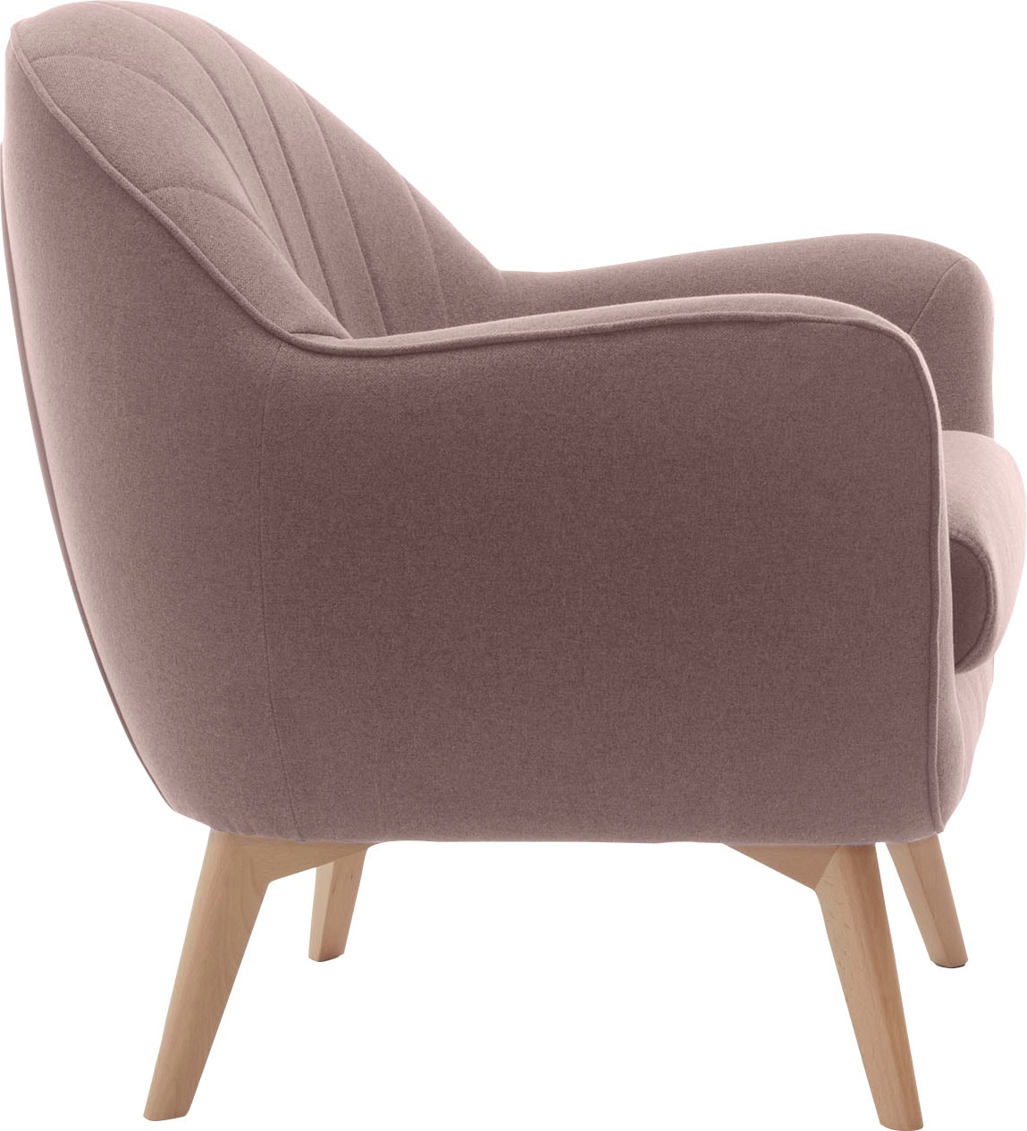 TRENDMANUFAKTUR Sessel »Fuelta, Loungesessel, organische Formensprache, bequem, Solitärsessel« mit auffälligem Nahtbild und schönen Füßen aus Holz