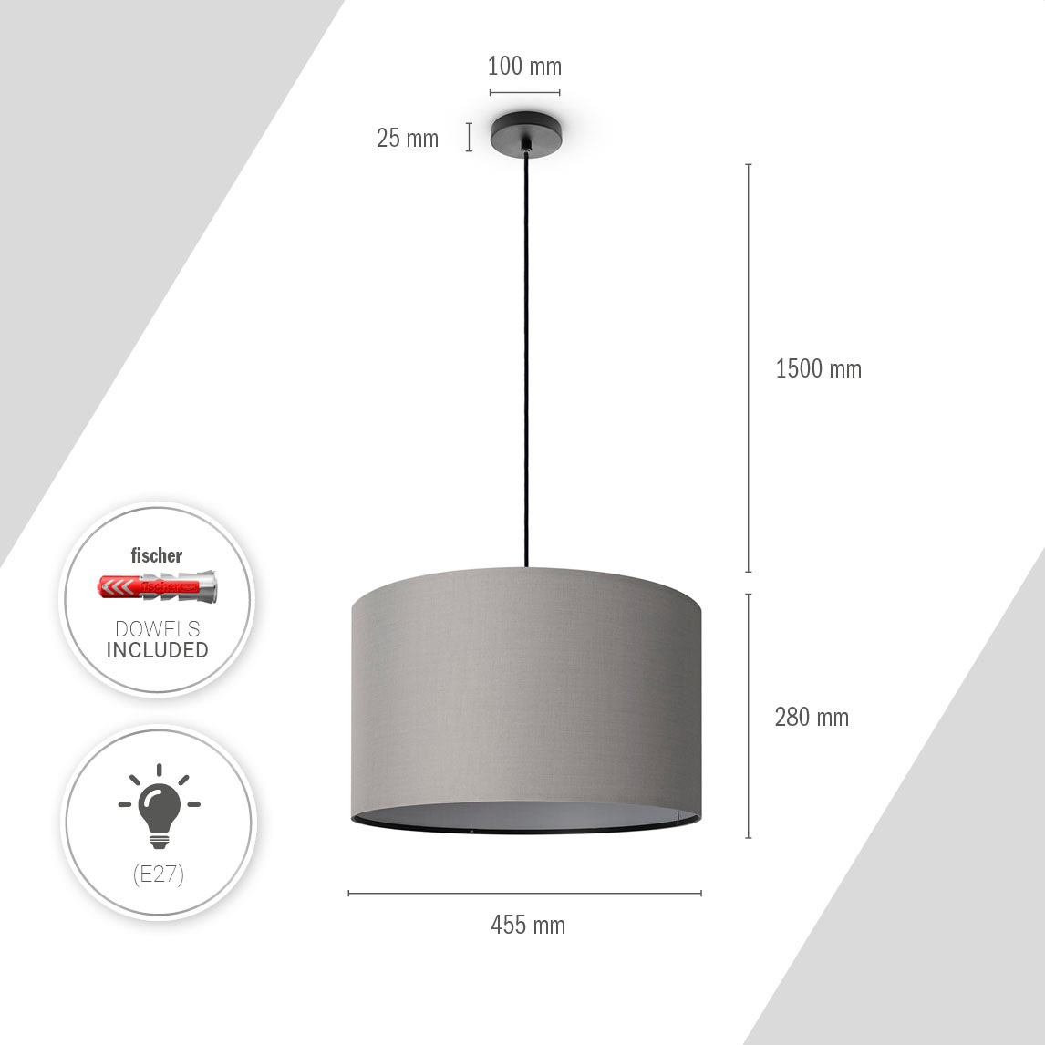 Paco Home Pendelleuchte »HUGO UNI COLOR« E27 Deckenlampe LED  Wohnzimmer Und Schlafzimmer, Unifarben, Deko E27