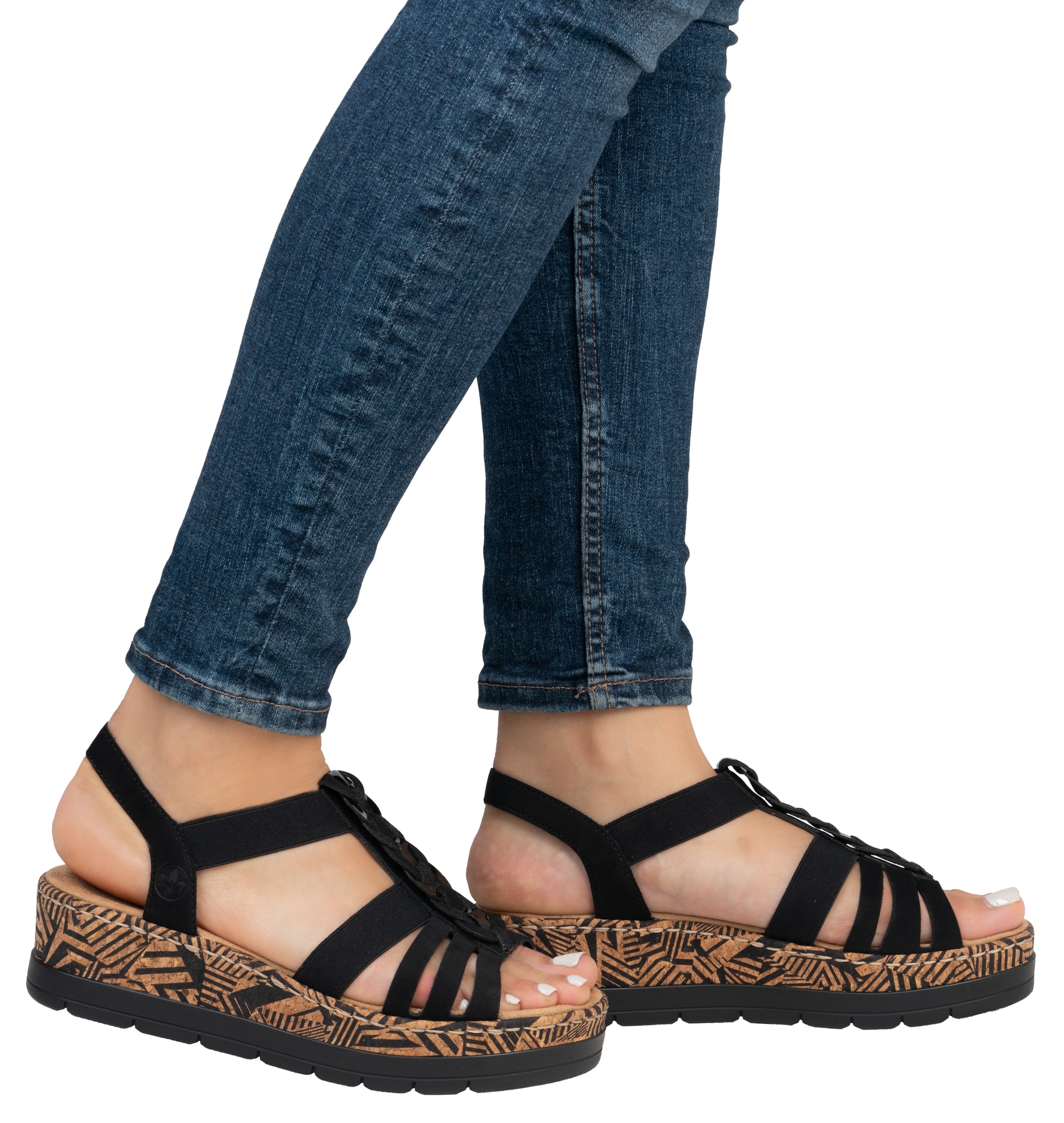 Rieker Plateausandaletten, Sommerschuh, Urlaubschuh, Sandalette mit dekorativem Schmuckelement
