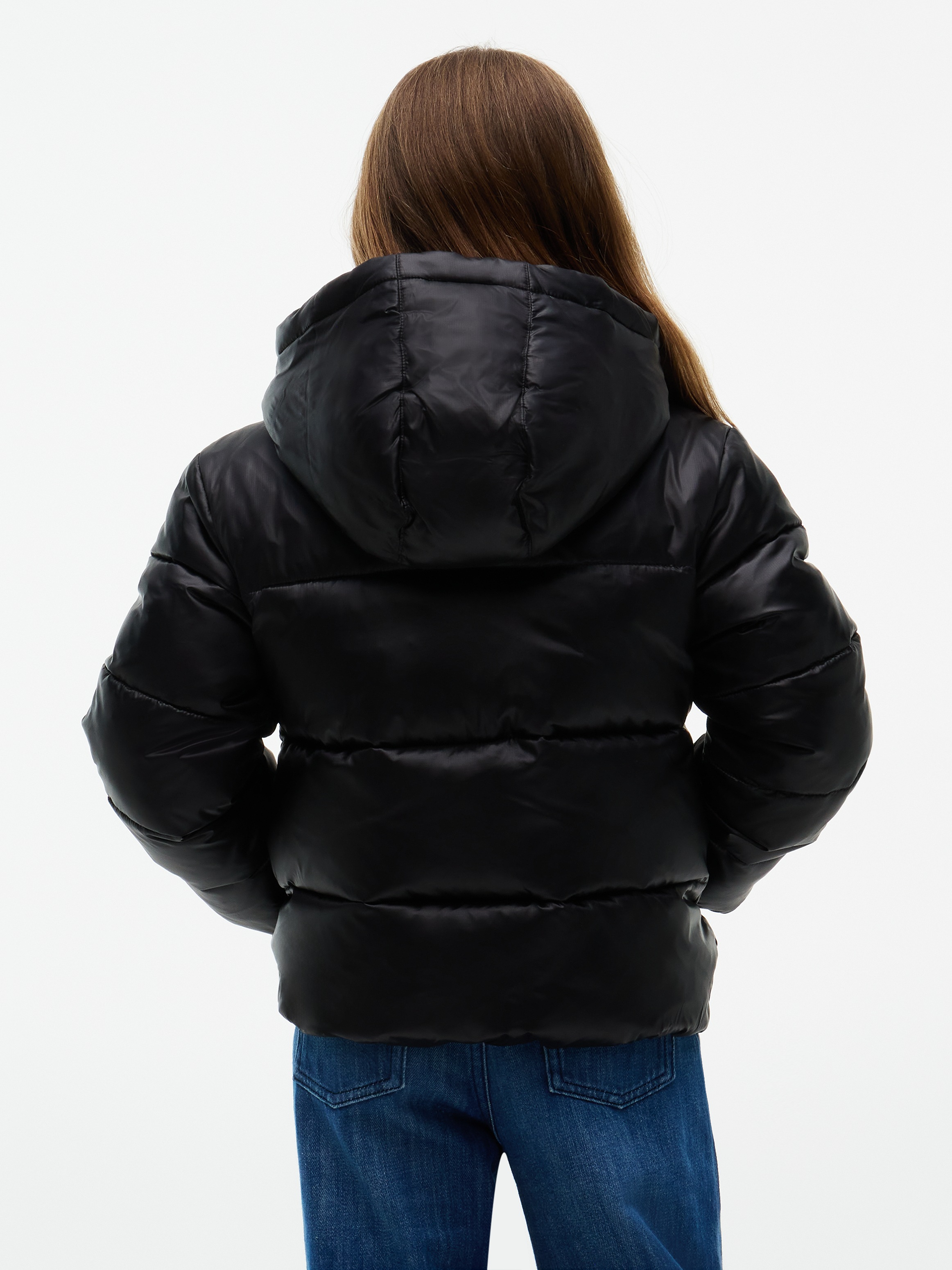 Tommy Hilfiger Steppjacke mit Kapuze mit Kapuze, Regular Fit, leicht glänzendes Material