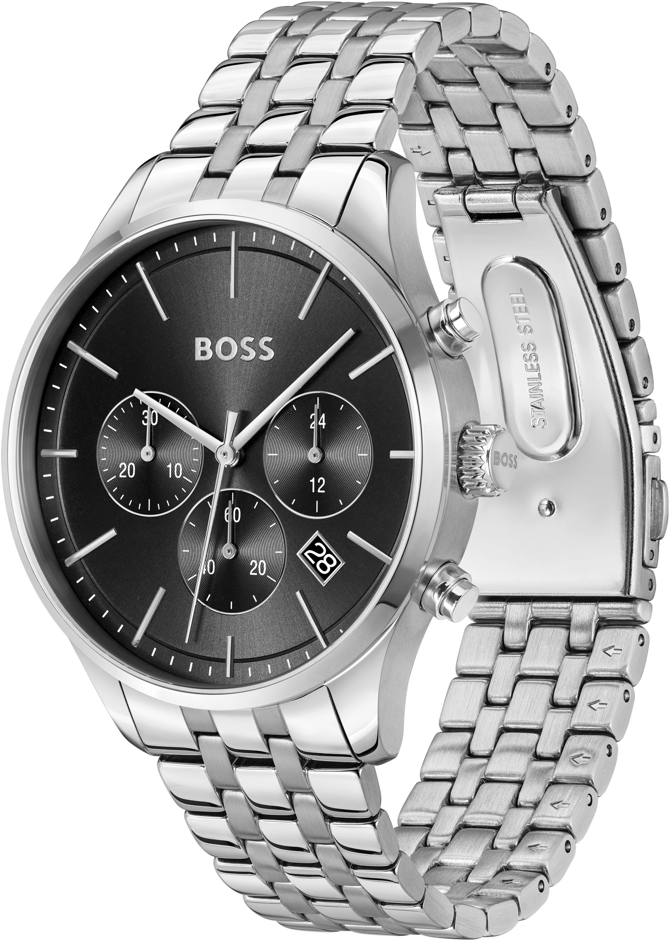 BOSS Chronograph »AVERY«, Quarzuhr, Herrenuhr, Armbanduhr, Stoppfunktion, Edelstahlarmband