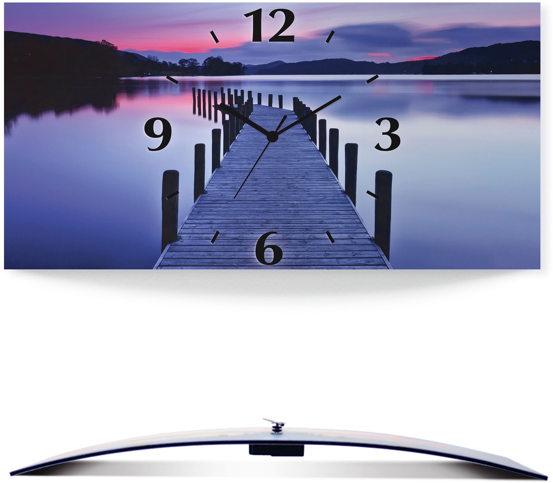 Artland 1100000002199 "Panorama Steg Coniston Water" wahlweise mit Quarz- oder Funkuhrwerk, lautlos ohne Tickgeräusche