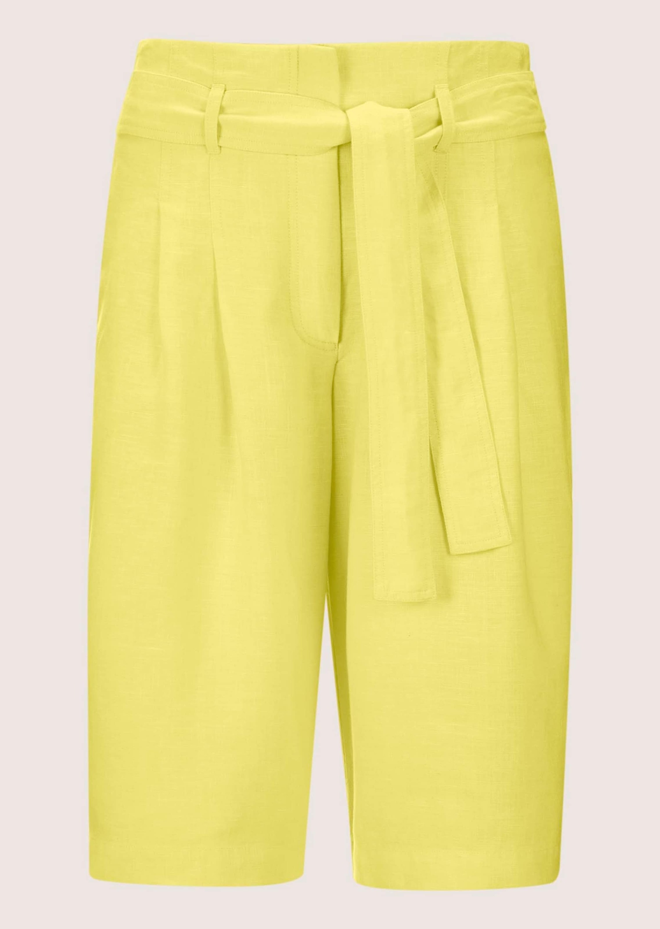 MADELEINE Damen Bermudas "Bermuda Highwaist-Bermudas aus Leinen", gelb, Gr. 34, Obermaterial: 100% Leinen LI., Hosen