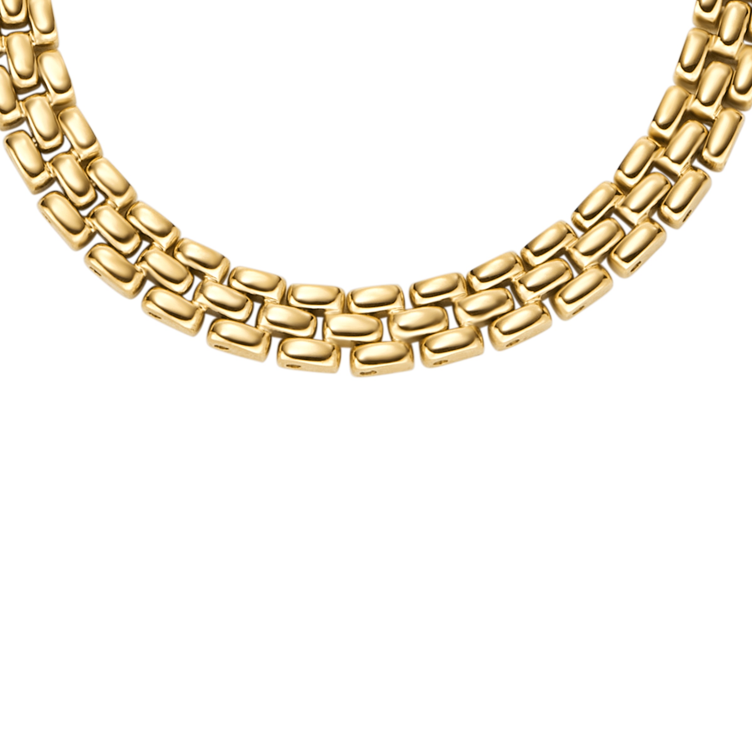 Gliederkette FOSSIL "Schmuck Geschenk Edelstahl ARDEN", gold (gelbgoldfarben), Halsketten, Damen, Edelstahl, L: 45,5 B: 6mm, Gliederkette, B:6mm 3