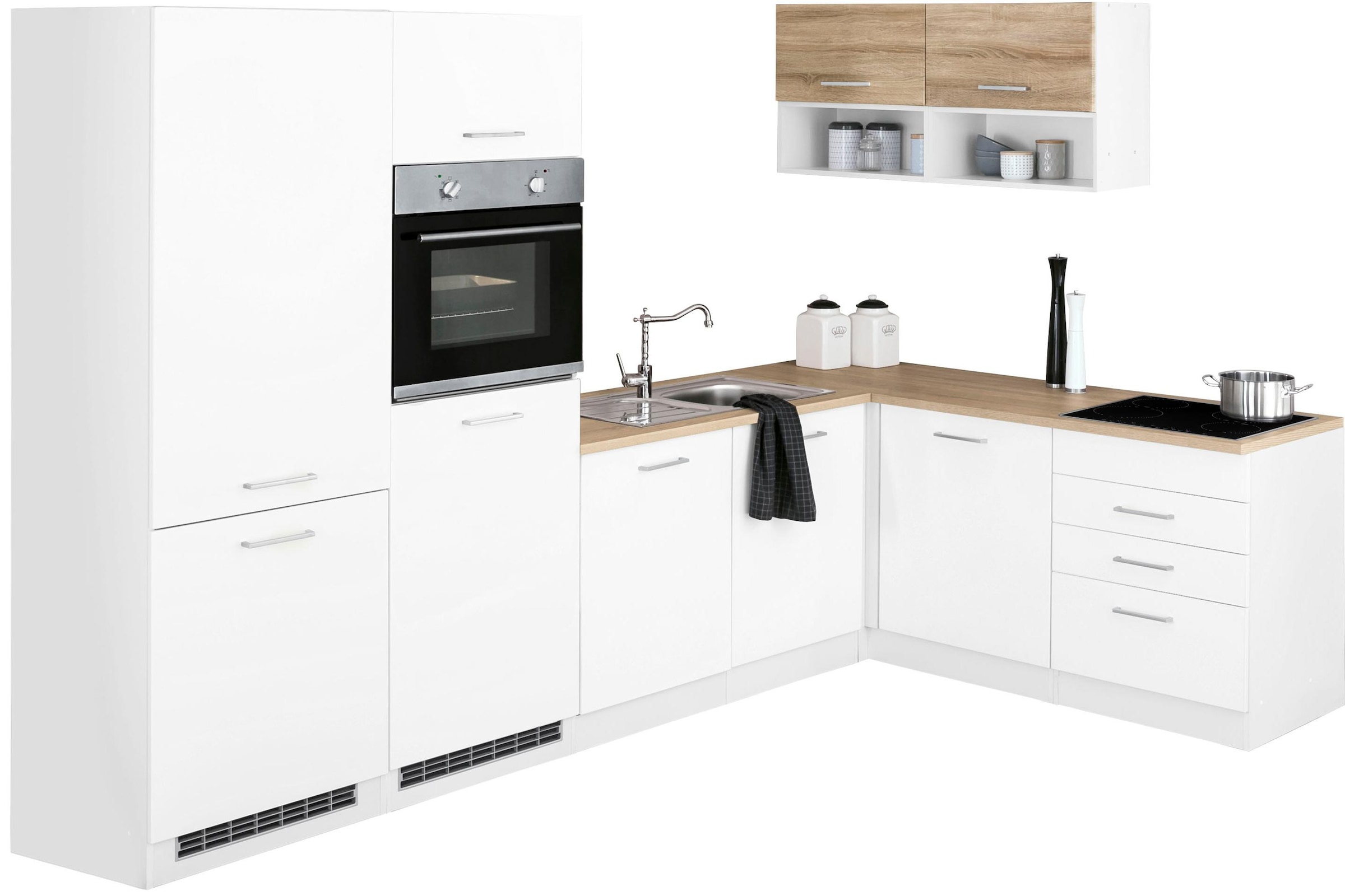 Winkelküche »Visby«, ohne E-Geräte, 300x180 cm, für Kühl/Gefrierkombi und Geschirrspüler