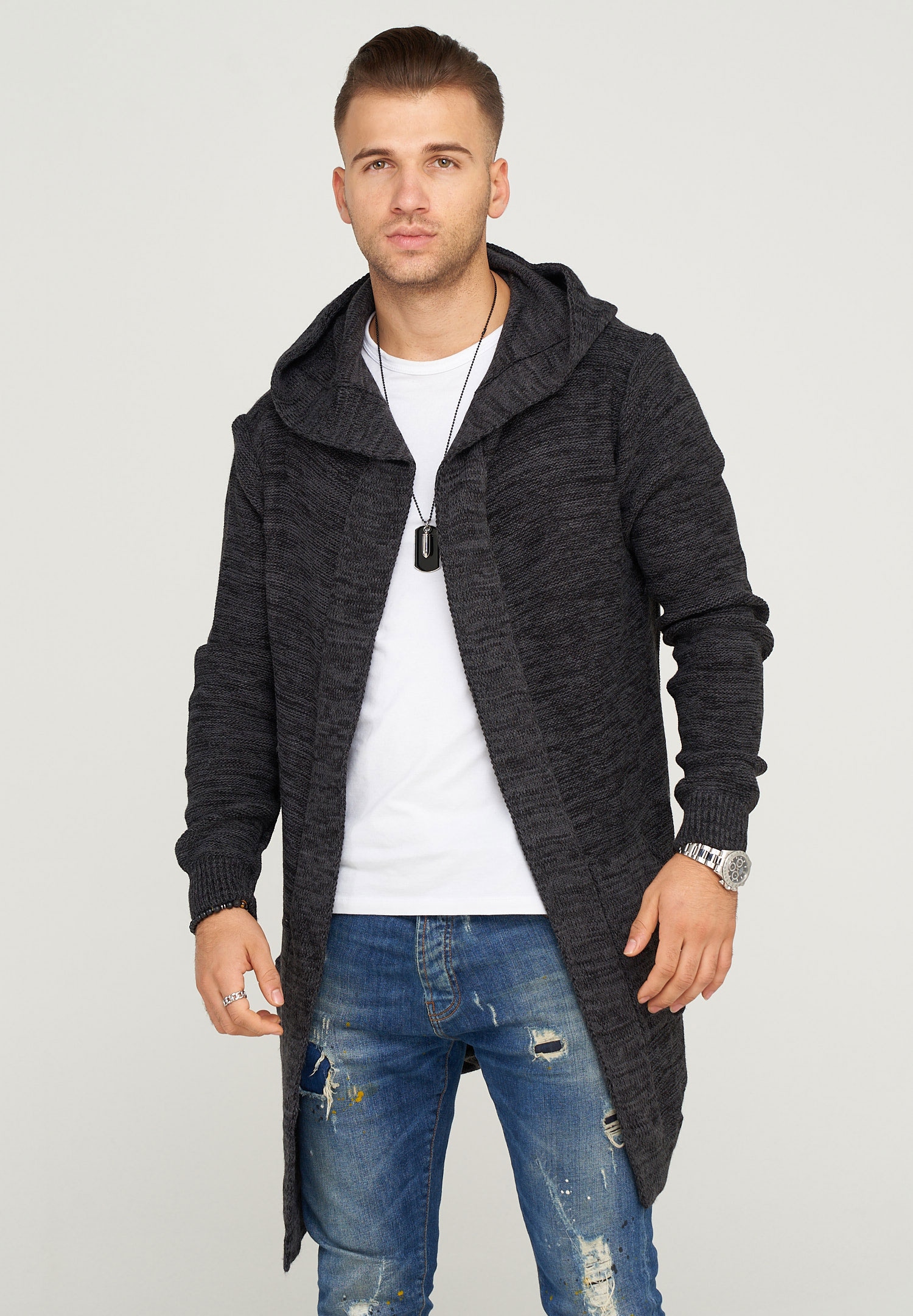 behype Strickjacke "ELIJA", mit gemütlicher Kapuze