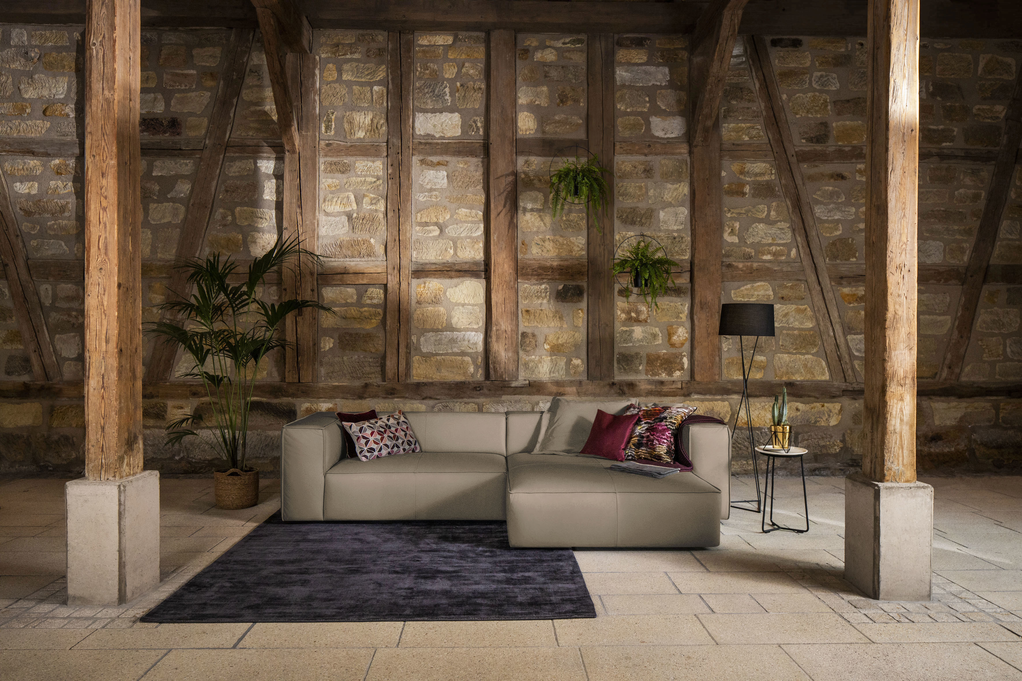 W.SCHILLIG Ecksofa "around-the-block Mega-Sofa & Hocker, viel Platz, Breite 300cm, L-Form" inklusive Hocker, mit eleganter Biese, mit Federkern