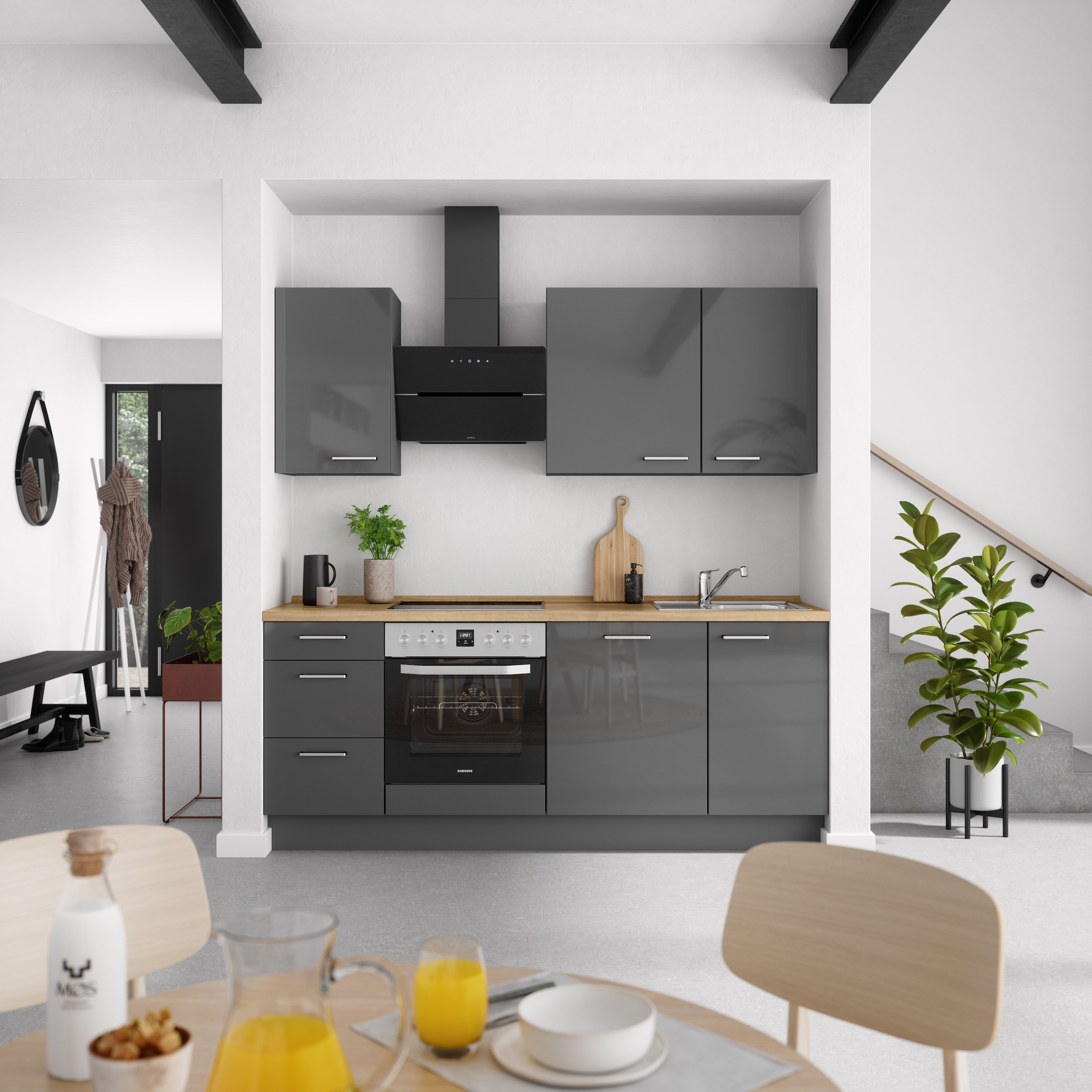 nobilia® Küchenzeile »"Flash II"«, vormontiert, Ausrichtung wählbar, Breite 210 cm, wahlw. mit E-Geräten