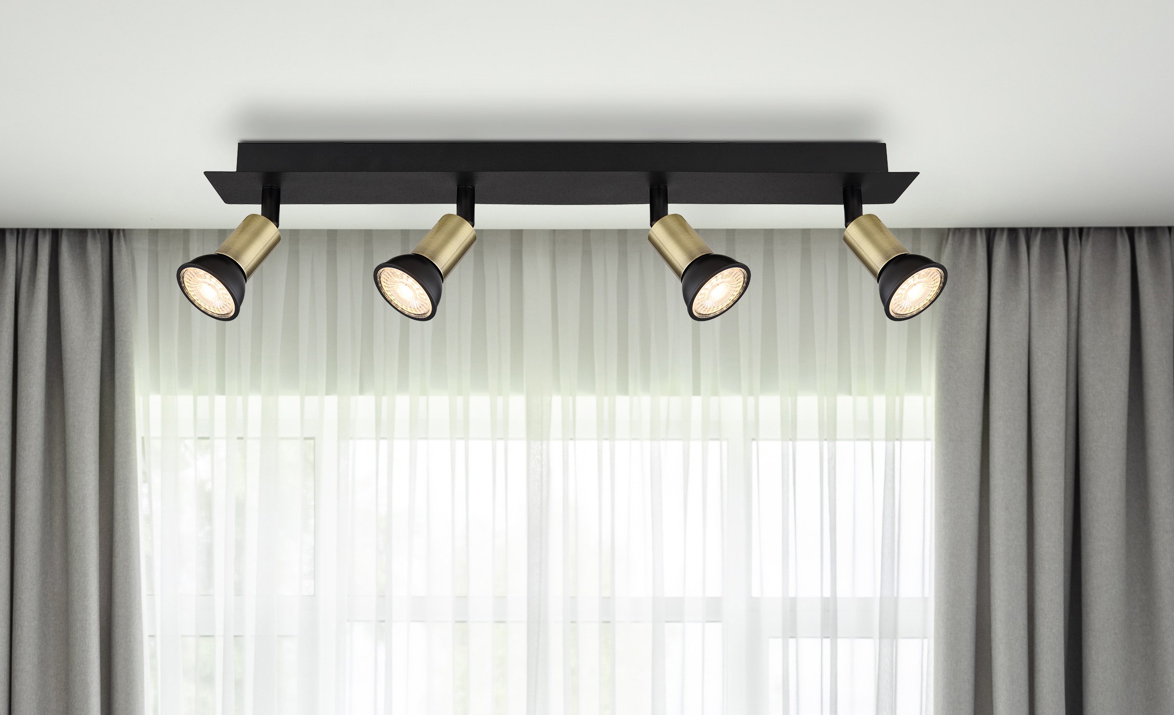 GLOBO LIGHTING Deckenstrahler »DREW«, Leuchtmittel GU10 | ohne Leuchtmittel, Deckenspot/schwarz/goldfarben/LxBxH: 500x60x90mm