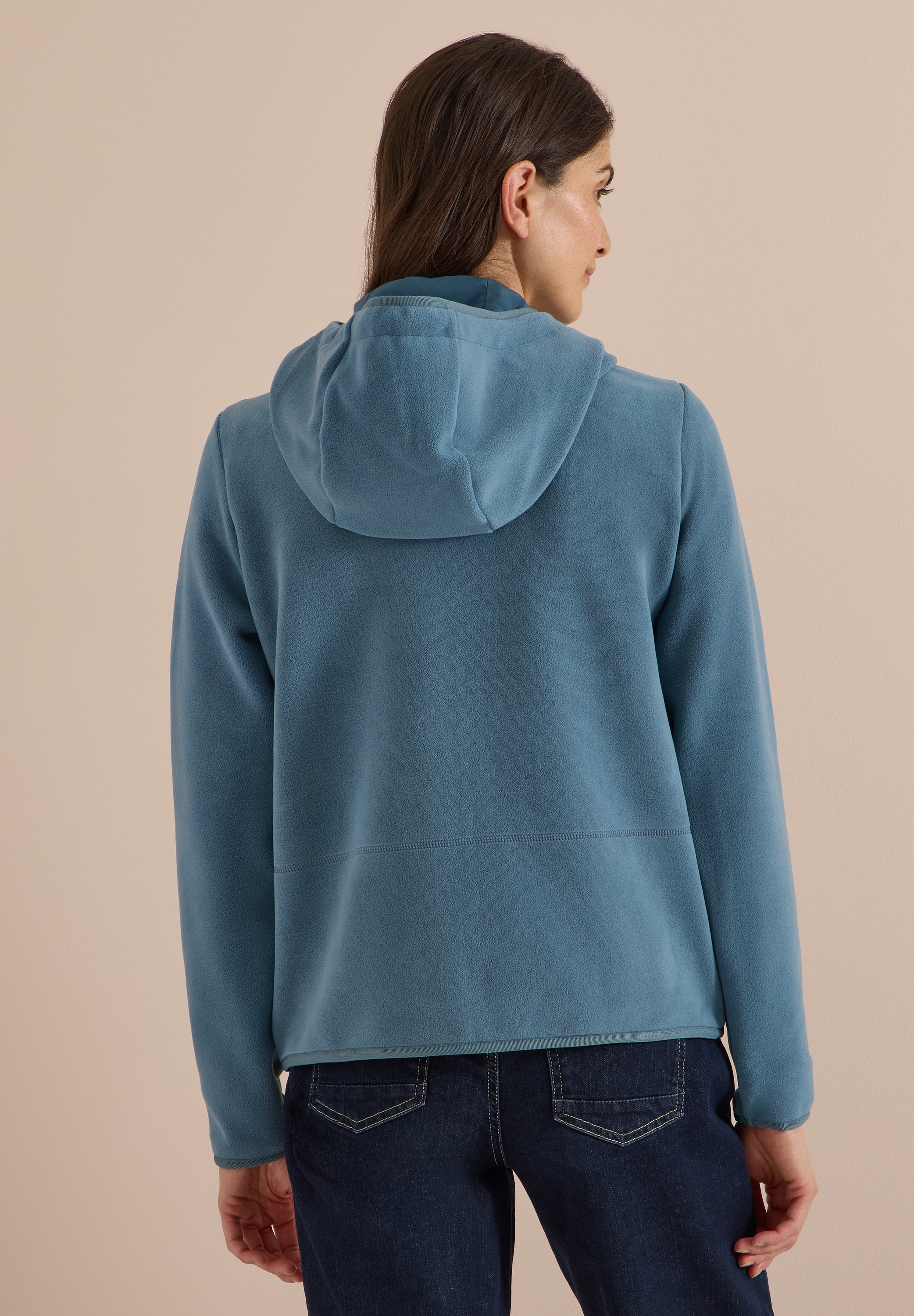 Cecil Fleecejacke mit Kapuze in Unifarbe