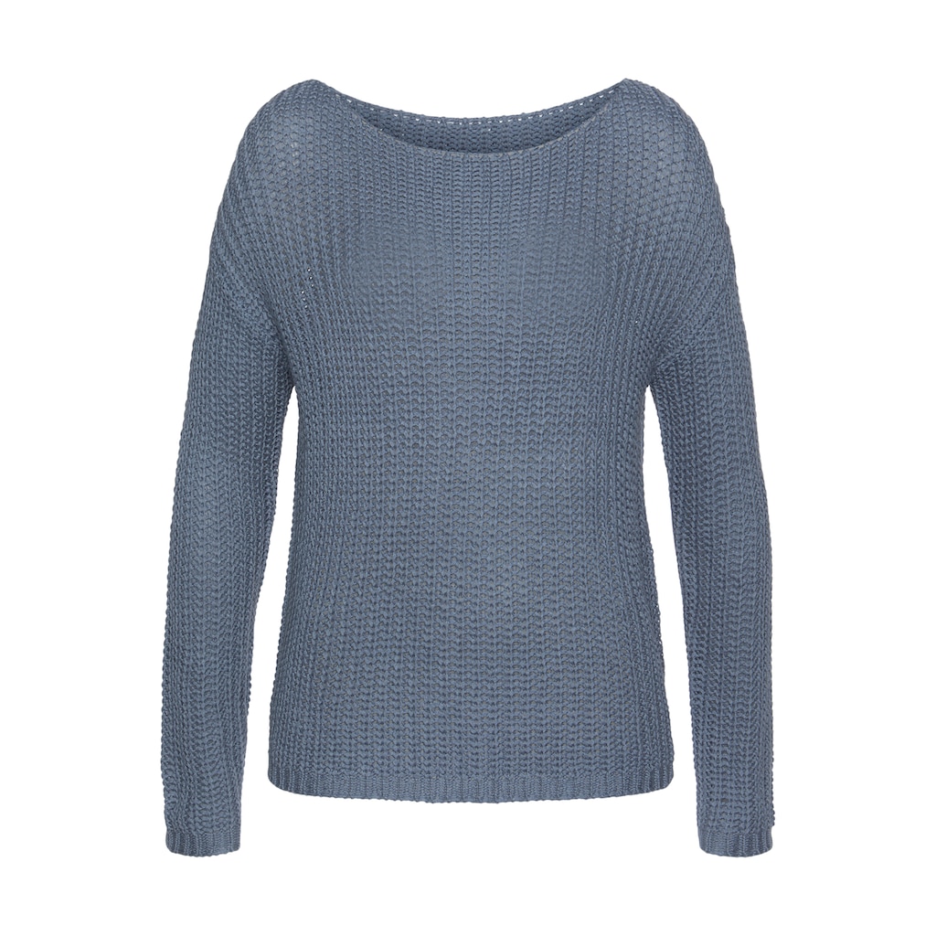 LASCANA Rundhalspullover, aus weichem Grobstrick, lockerer Strickpullover, Damenpullover