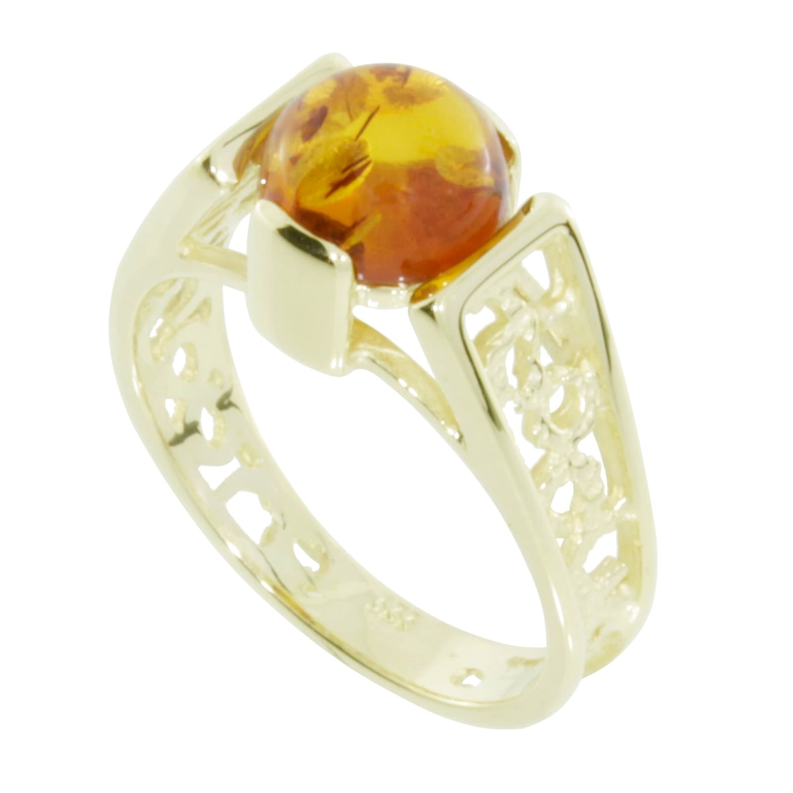 Fingerring OSTSEE-SCHMUCK "- Kiruna - Gold 333/000 - Bernstein" Gr. 62, gold (gold 333, goldfarben, gelb), Fingerringe, Damen, 62, Fingerring