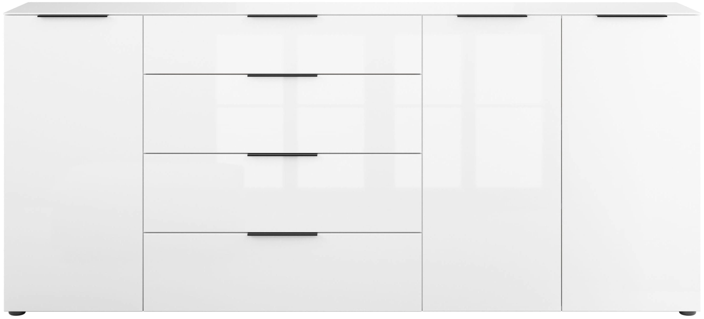 Manjana Möbel Kommode "Style" mit Glasfronten, mit Metallgriffen, melaminbeschichtet