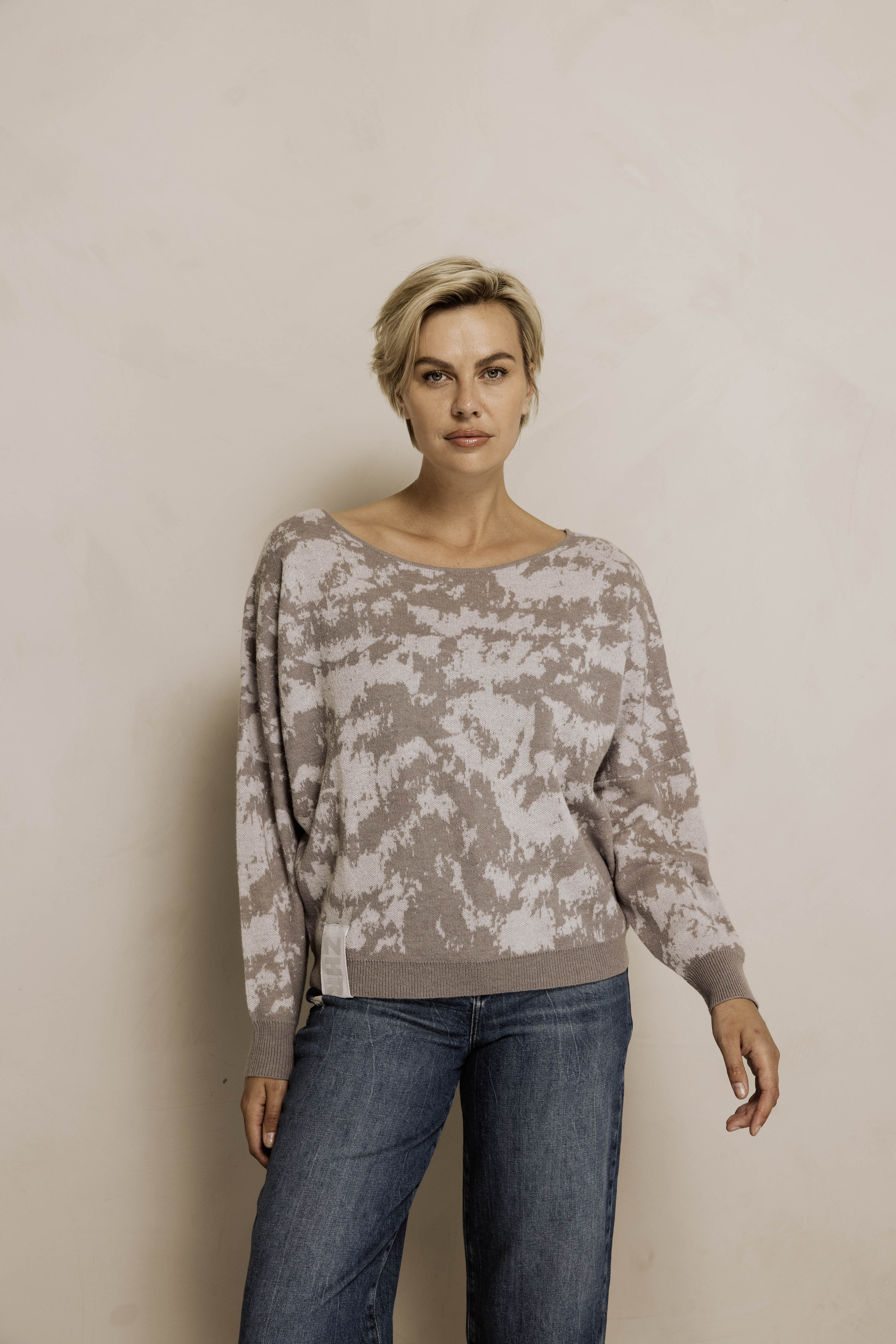 Zhrill Strickpullover "ZHTALIA CAMO" mit langen Ärmeln, aus Polyamid, Polyacryl, Wolle und Alpaka