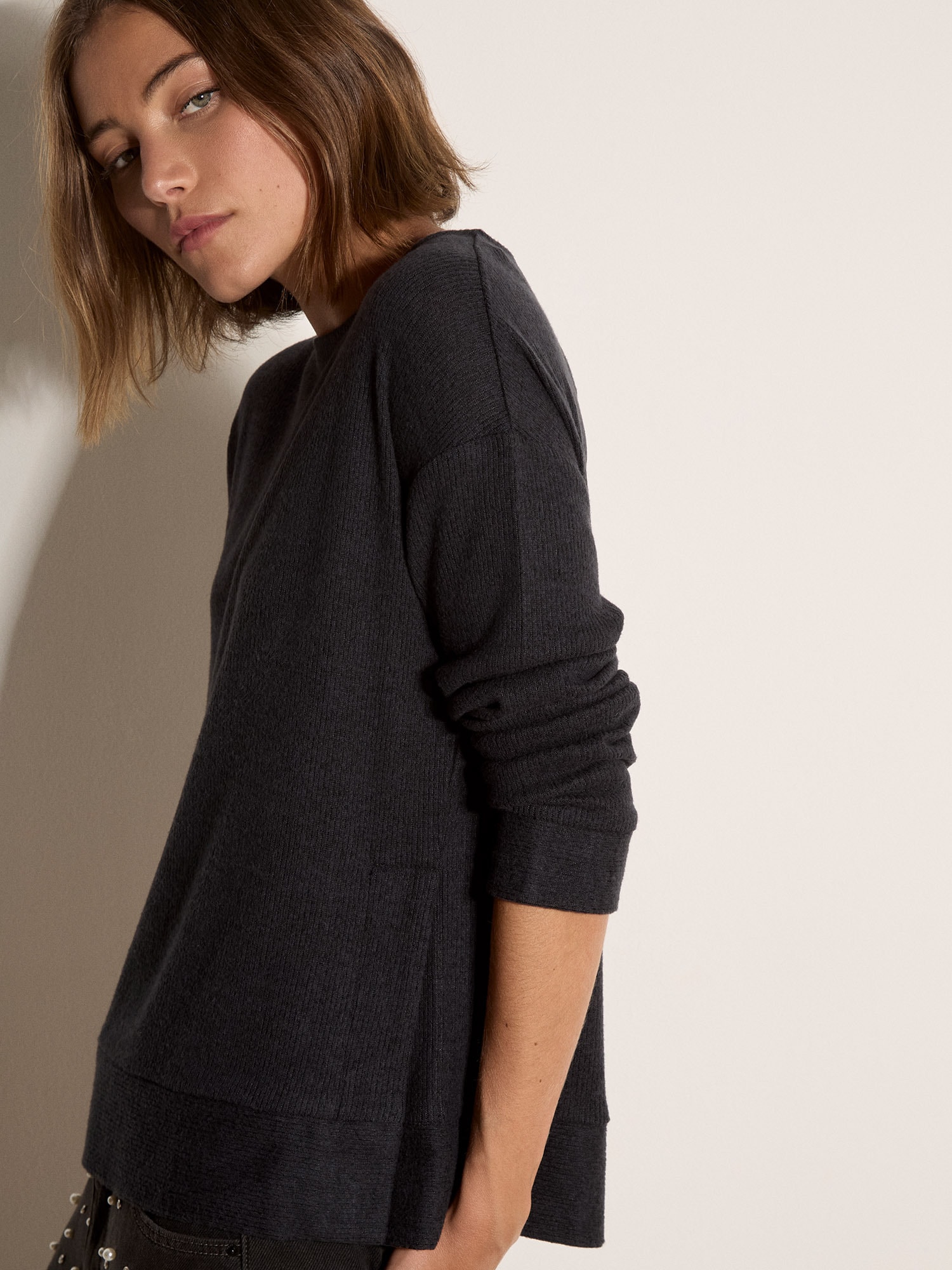 Apricot Strickpullover »Oberteil aus Rippstrick« in uni