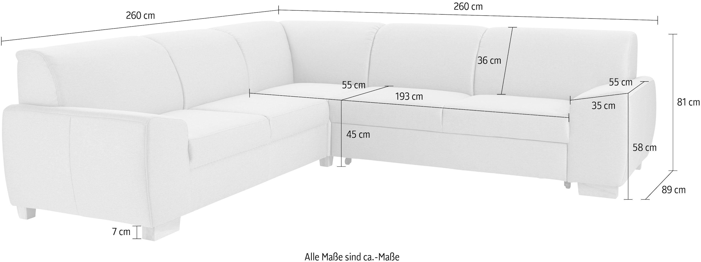 DOMO collection Ecksofa »Incanto kubische Formensprache, komfortabel, flache Armlehnen, L-Form«, wahlweise mit Bettfunktion
