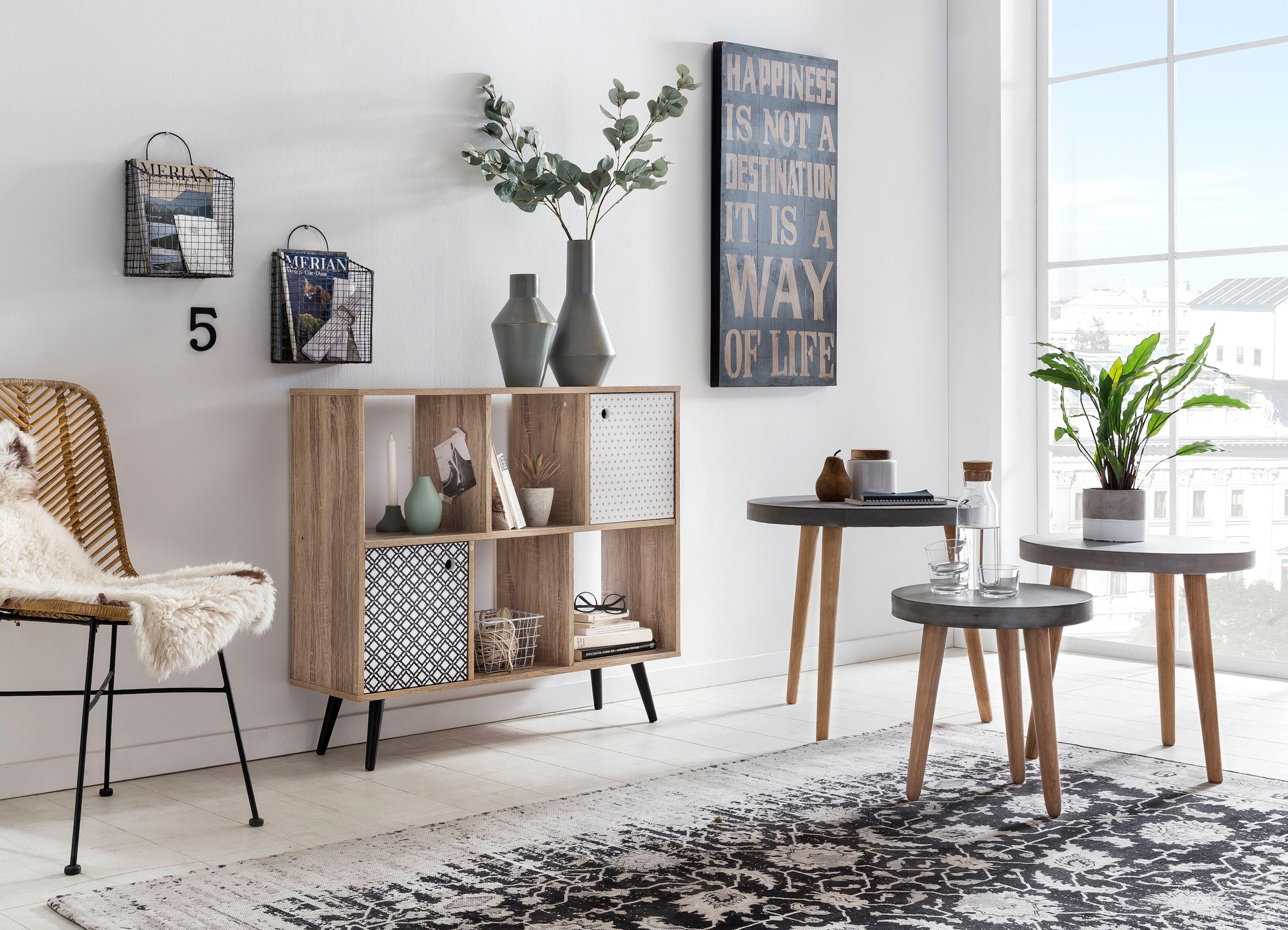 SIT Sideboard "Kommode MAILBOX – Scandi-Shabby Chic Sideboard mit 3 Schubla günstig online kaufen