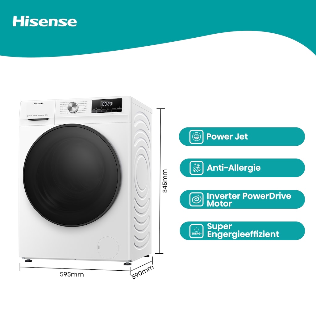 Hisense Waschmaschine, WFQA9014EVJM, WFQA9014EVJM, 9 kg, 1400 U/min