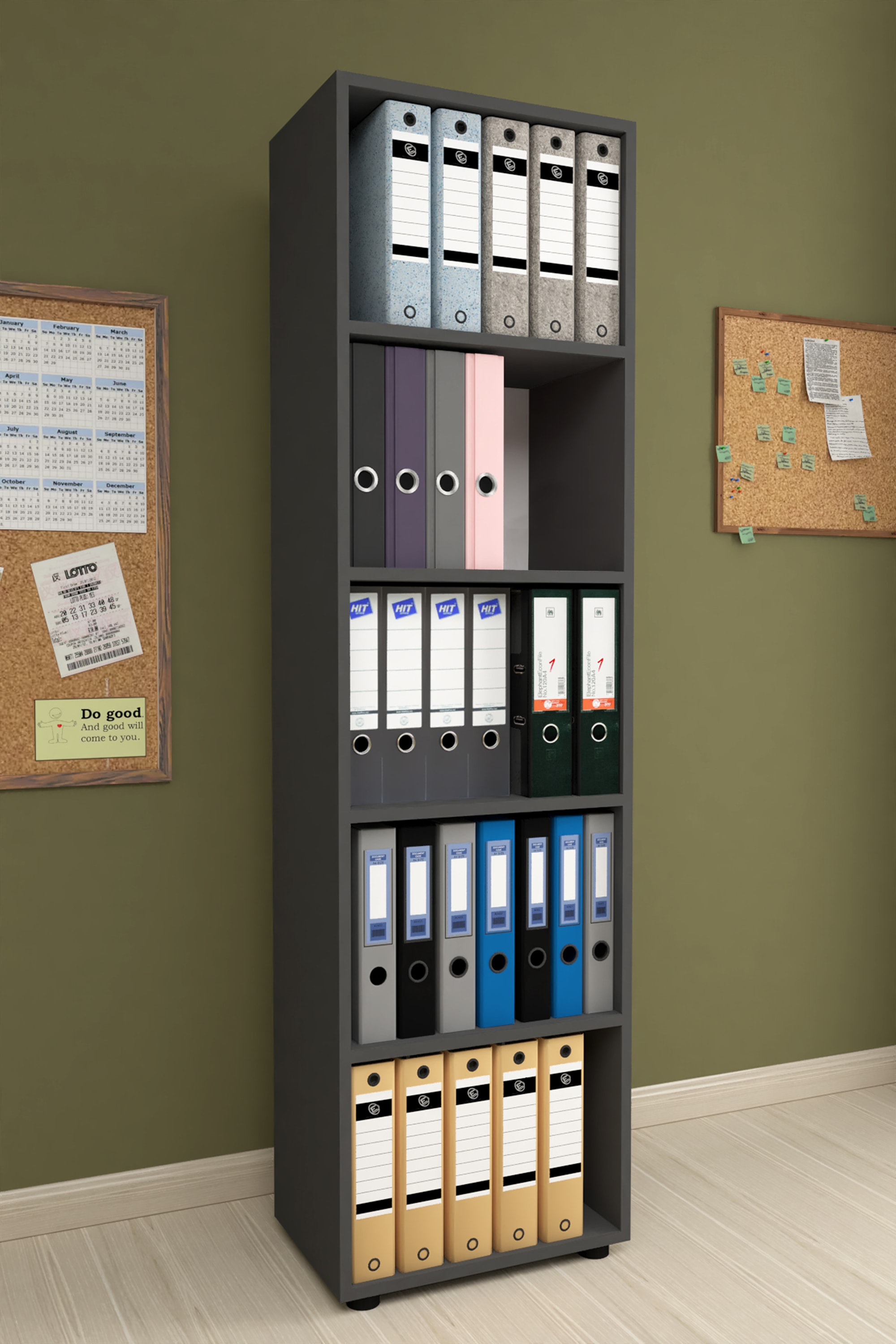 VCM Bücherregal »Holz Büro Regal Bücher Ordner Aktenregal Ulas 5f«