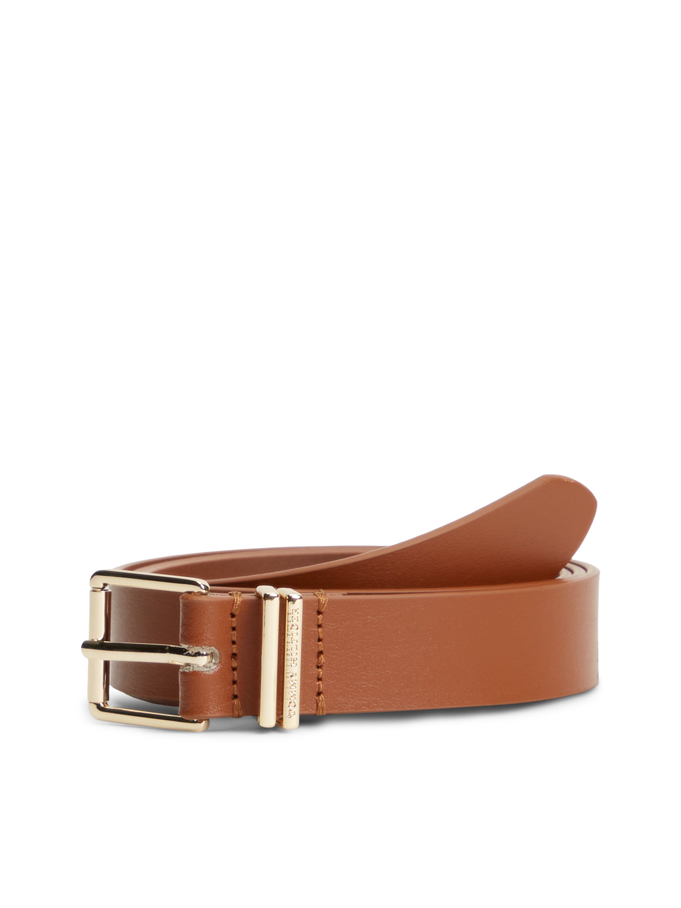 "Ledergürtel TOMMY HILFIGER ""TH SQUARE"", Damen, Gr. 85, winter cognac, Rindsleder, Gürtel Ledergürtel"