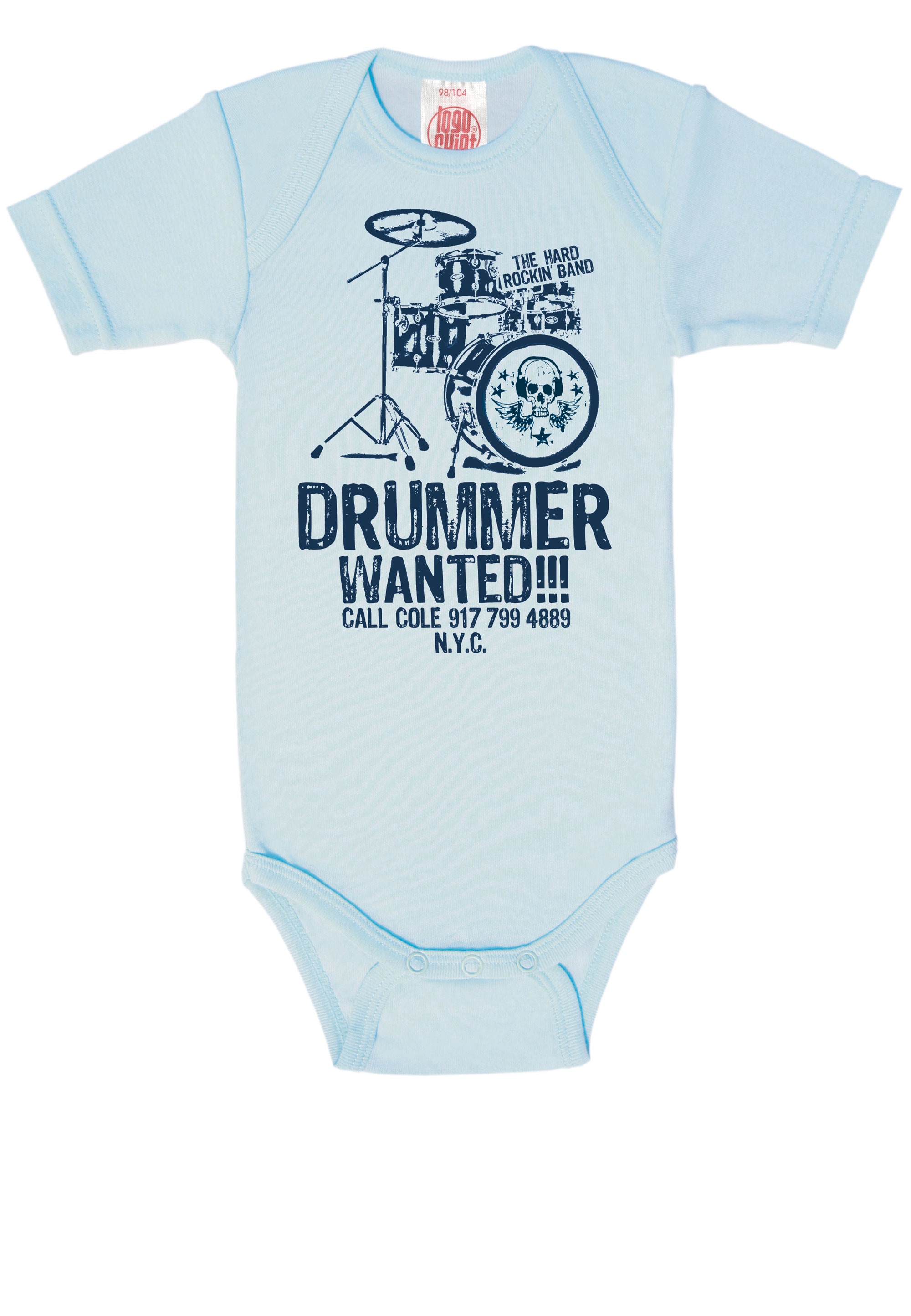 LOGOSHIRT Body, mit Drummer Wanted-Frontdruck