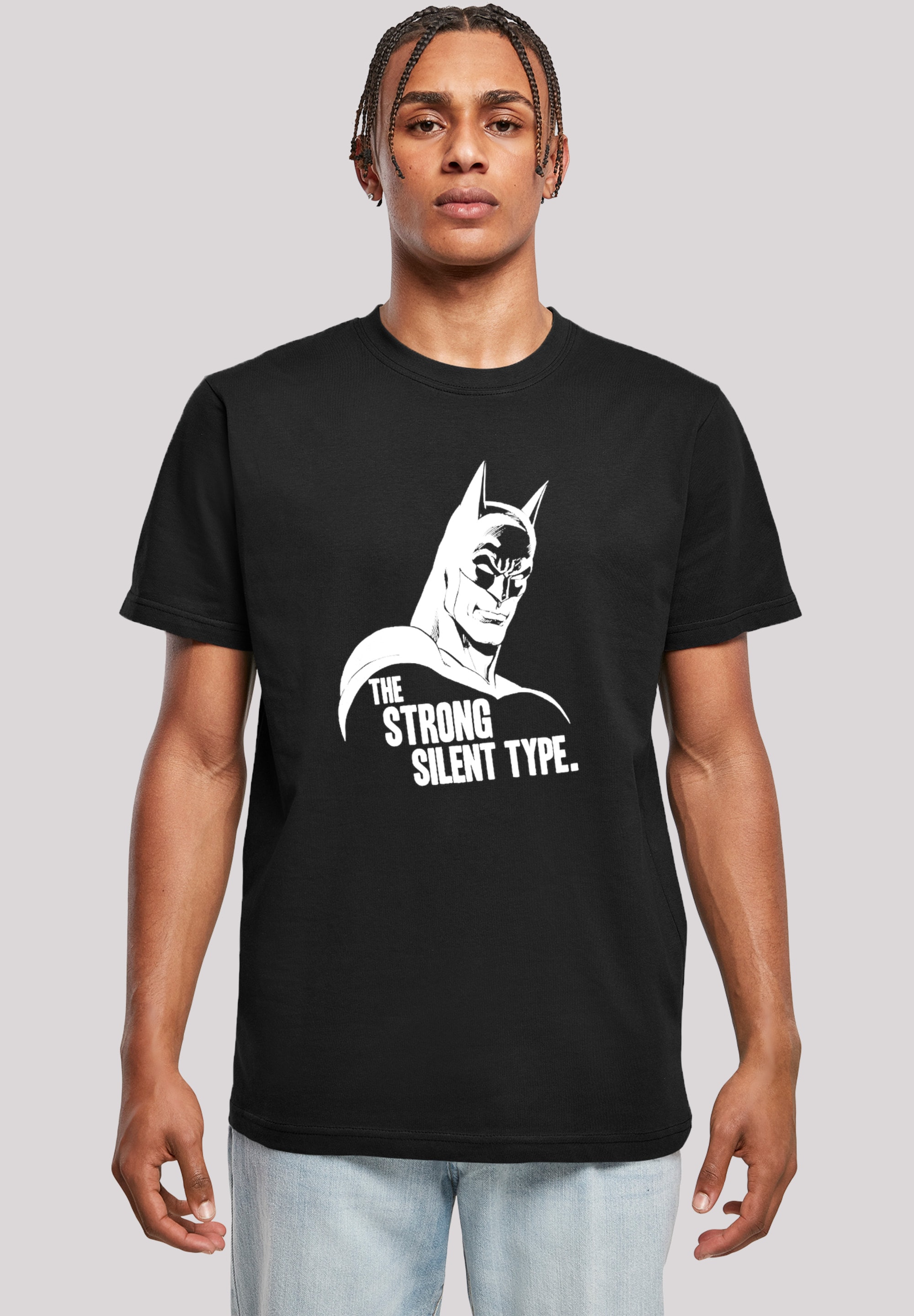 F4NT4STIC Kurzarmshirt »F4NT4STIC Herren Batman Strong Silent with T-Shirt Round Neck«, (1 tlg.)