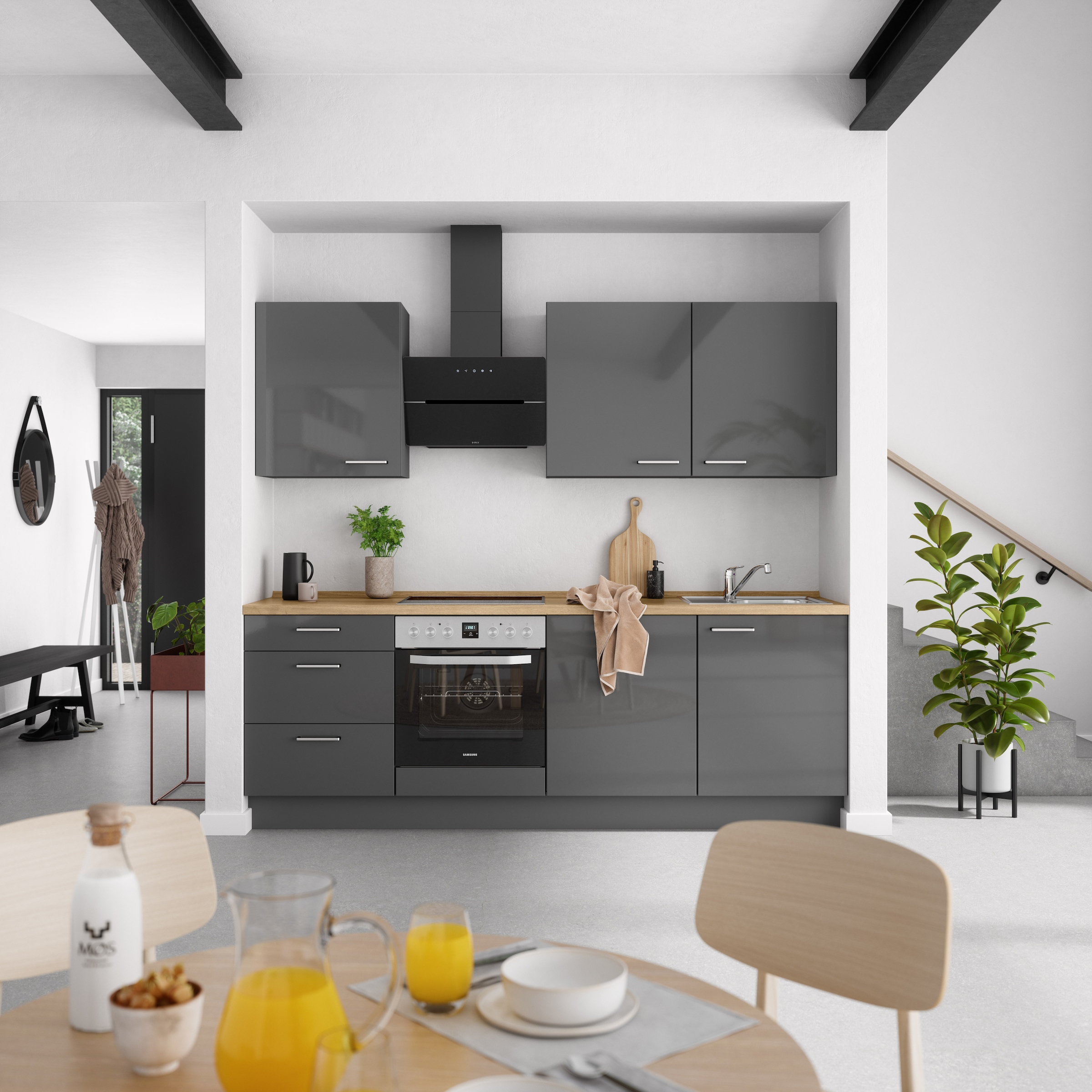 nobilia® Küchenzeile »"Flash II"«, vormontiert, Ausrichtung wählbar, Breite 240 cm, wahlw. mit E-Geräten