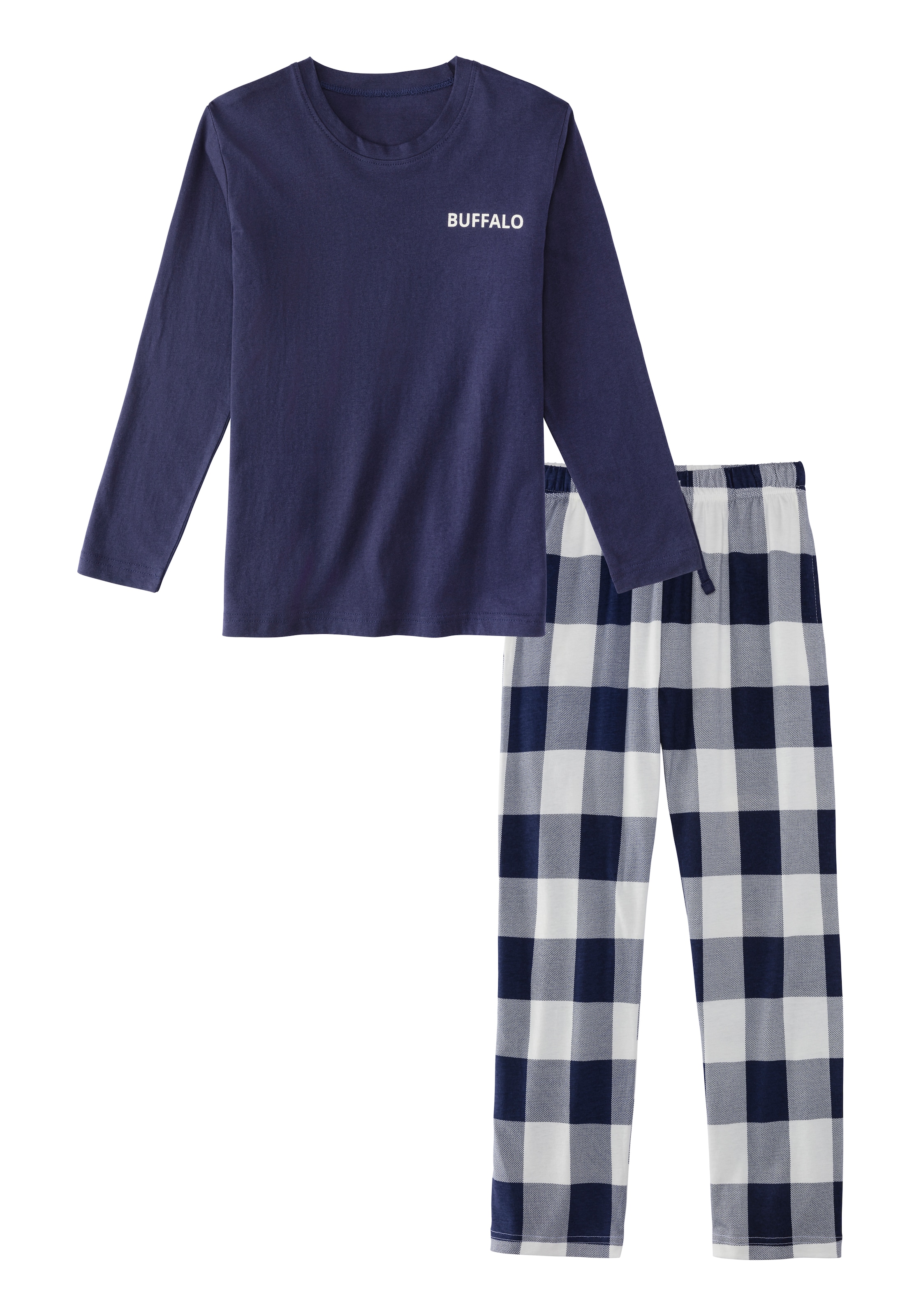 Buffalo Pyjama, (Packung, 2 tlg., 1 Stück), im coolen Karolook