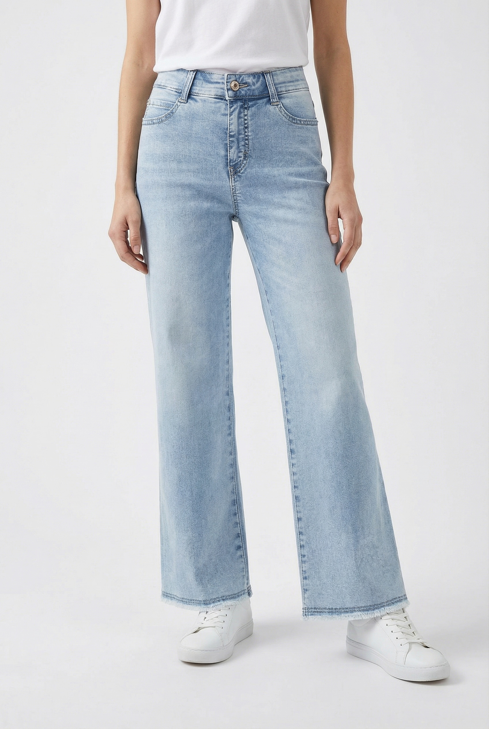 MAC Weite Jeans "DREAM WIDE" mit Fransen am Saum