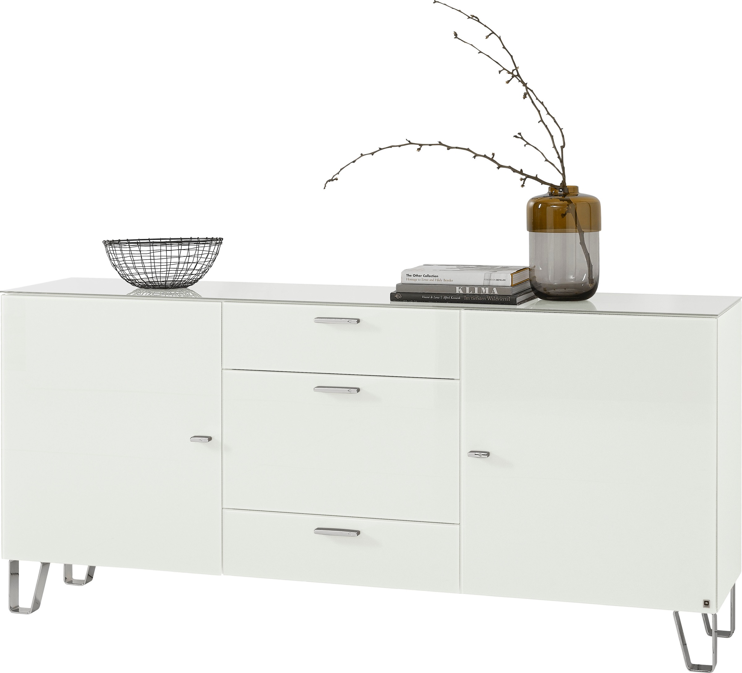 LEONARDO Sideboard »Cube«, mit Sicherheitsglas und edlem MDF Holz, Breite 189 cm