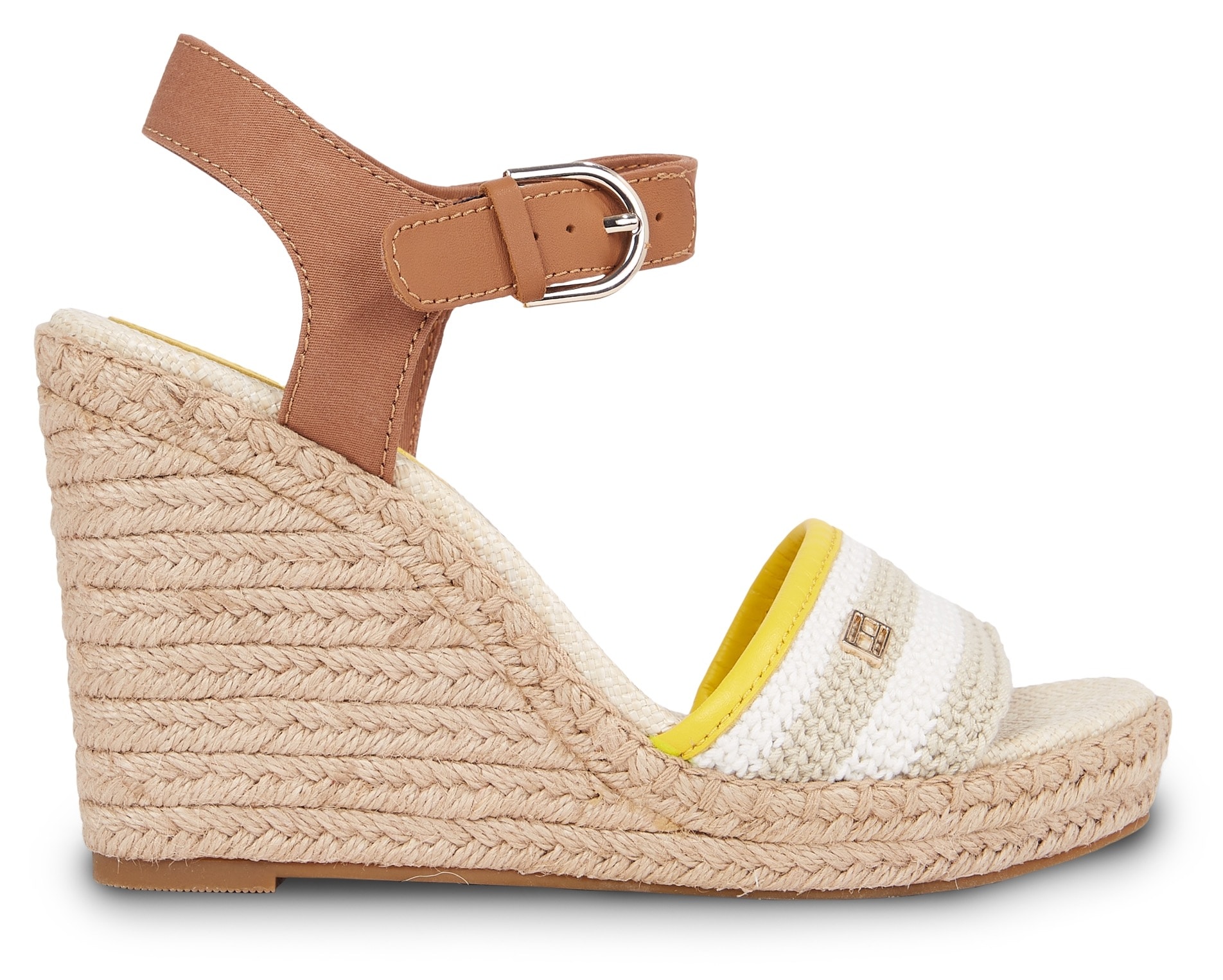 Tommy Hilfiger High-Heel-Sandalette »FEMININE CROCHET HIGH WEDGE«, mit verstellbarer Schnalle