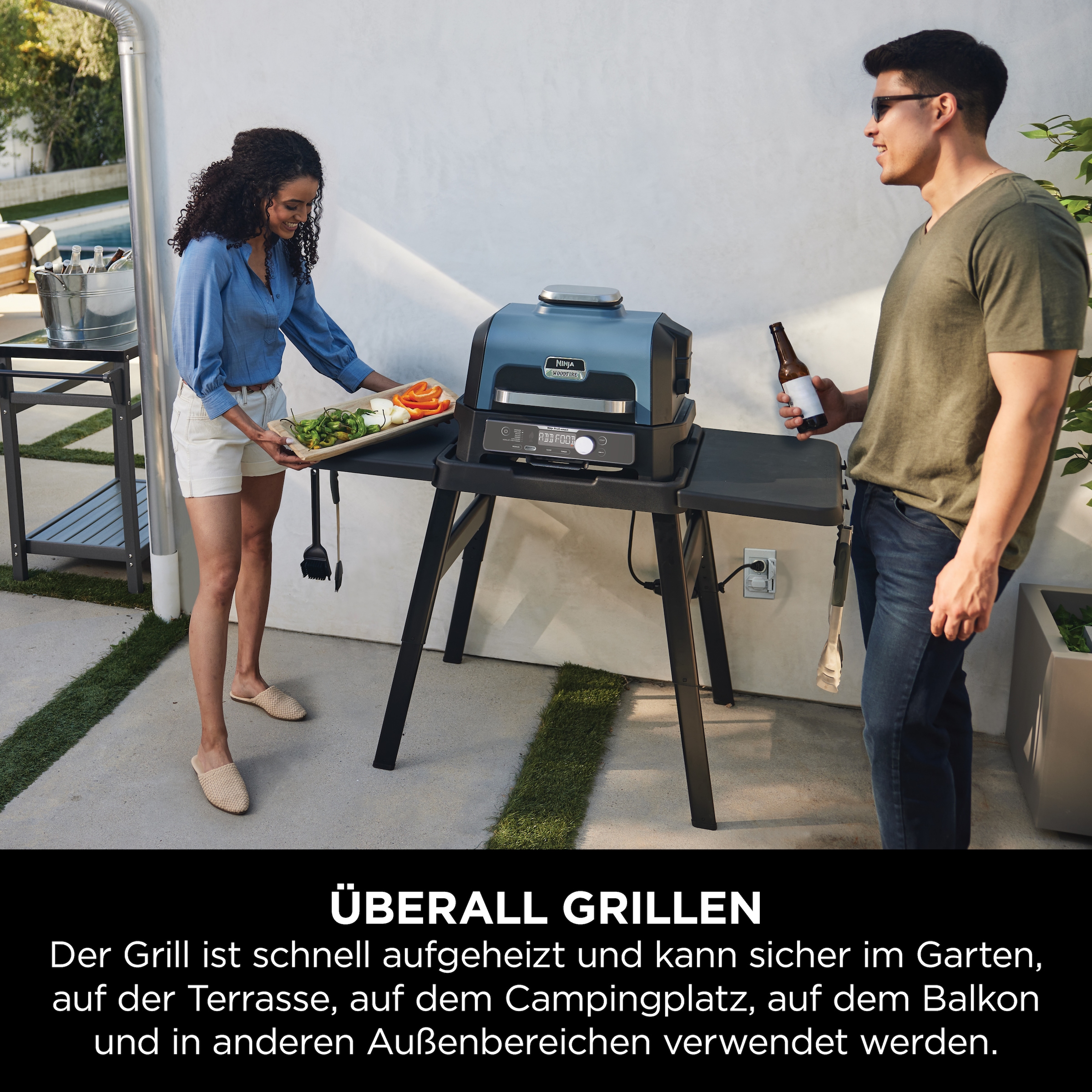 NINJA Tischgrill »Woodfire Pro Connect XL OG901EU«, 1700 W, Elektrischer Outdoor Grill & Smoker