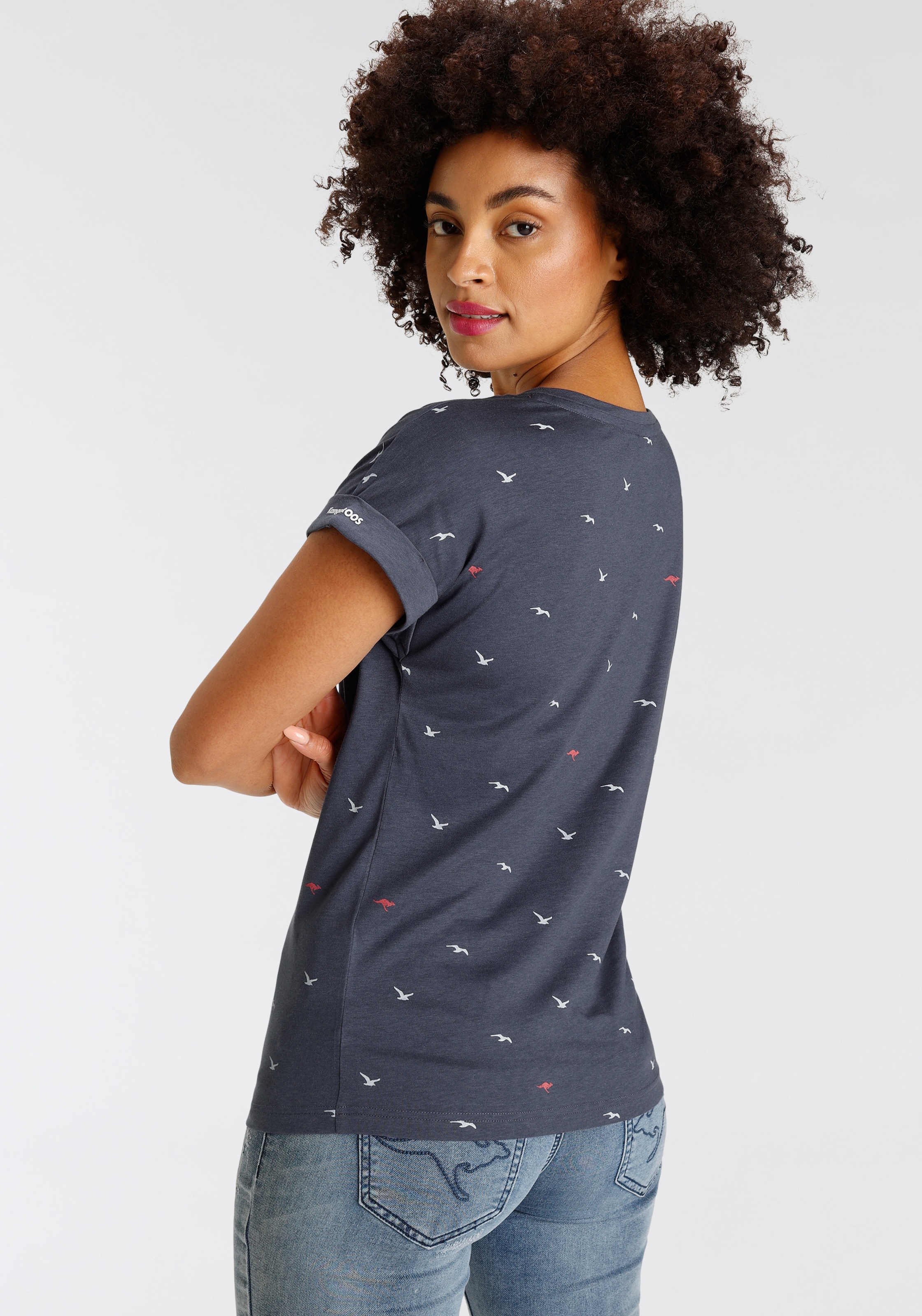 KangaROOS Print-Shirt, kurzärmelig, figurumspielend, mit Print, mit Rundhalsausschnitt