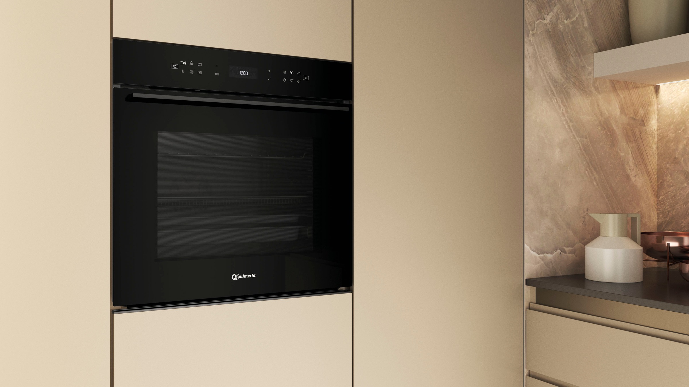 BAUKNECHT Einbaubackofen  »BBI78HT1SK«, mit 1-fach-Teleskopauszug, Hydrolyse, AirFry-Funktion, Pizzafunktion, 1-fach-Teleskopauszug, Hydrolyse