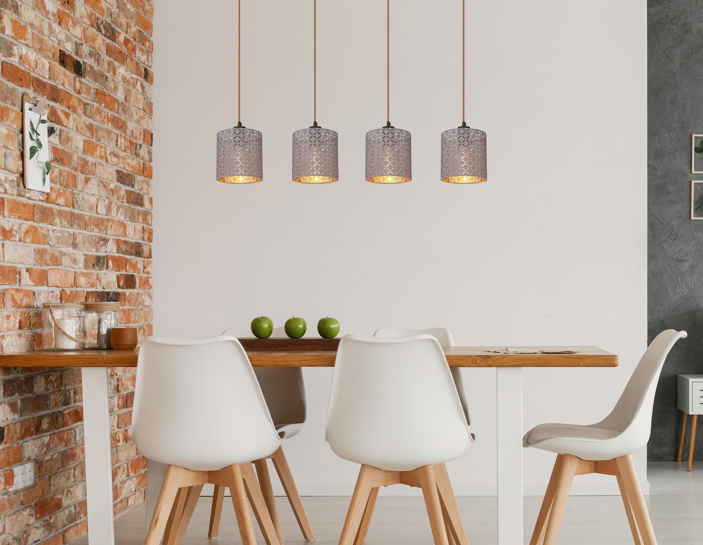 GLOBO LIGHTING Hängeleuchte »CINDY« E27 1 Stk. Hängeleuchte für Esszimmer Textil grau